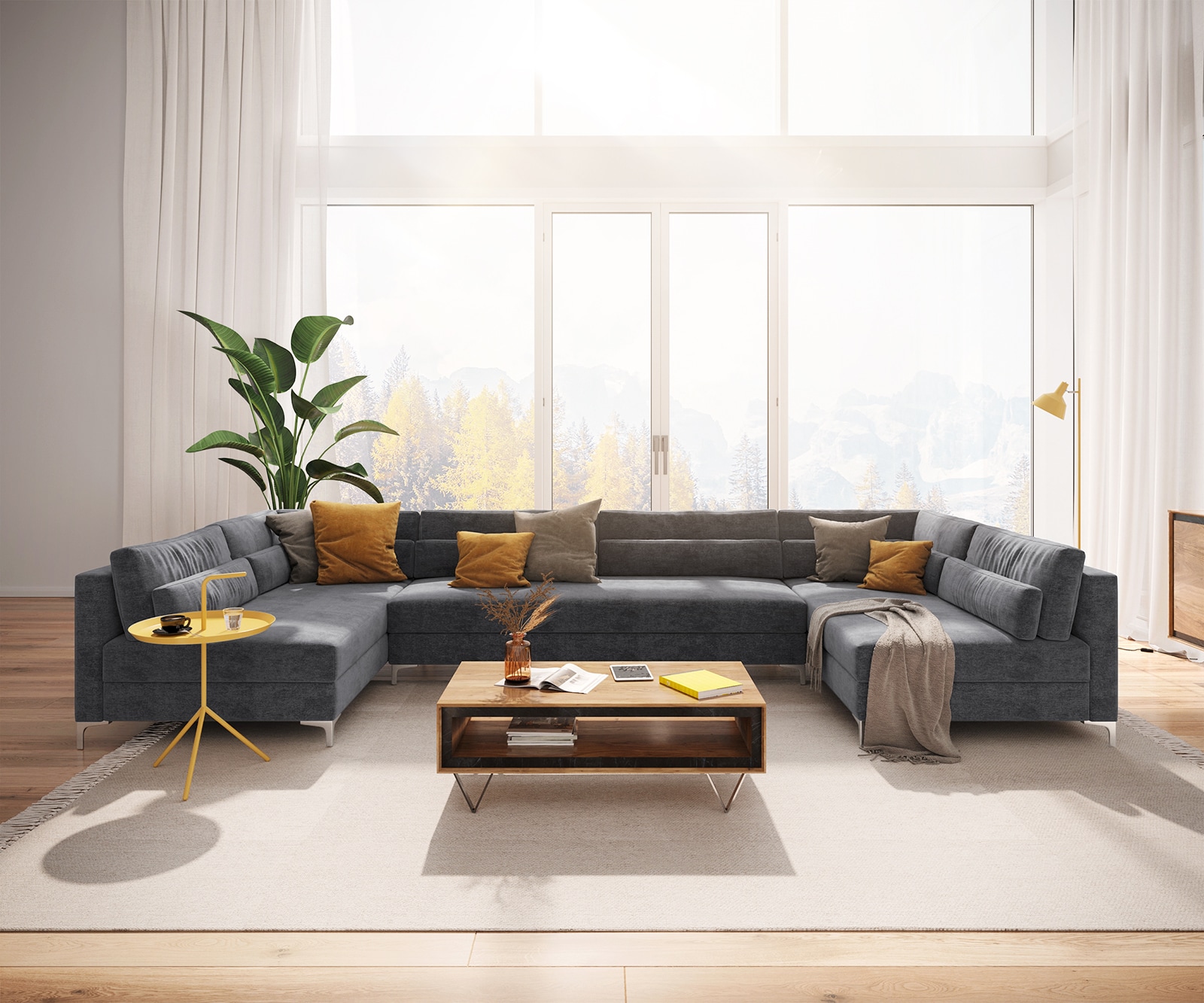 Canapé-panoramique Elio XL 400x185 cm Microfibre Graphite 1 Canapé-panoramique Elio XL 400x185 cm Microfibre Graphite 1