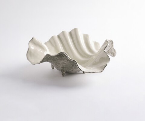 Coupe décorative Almira l38 x P38 x H15 cm Aluminium Platin Opal Faite main