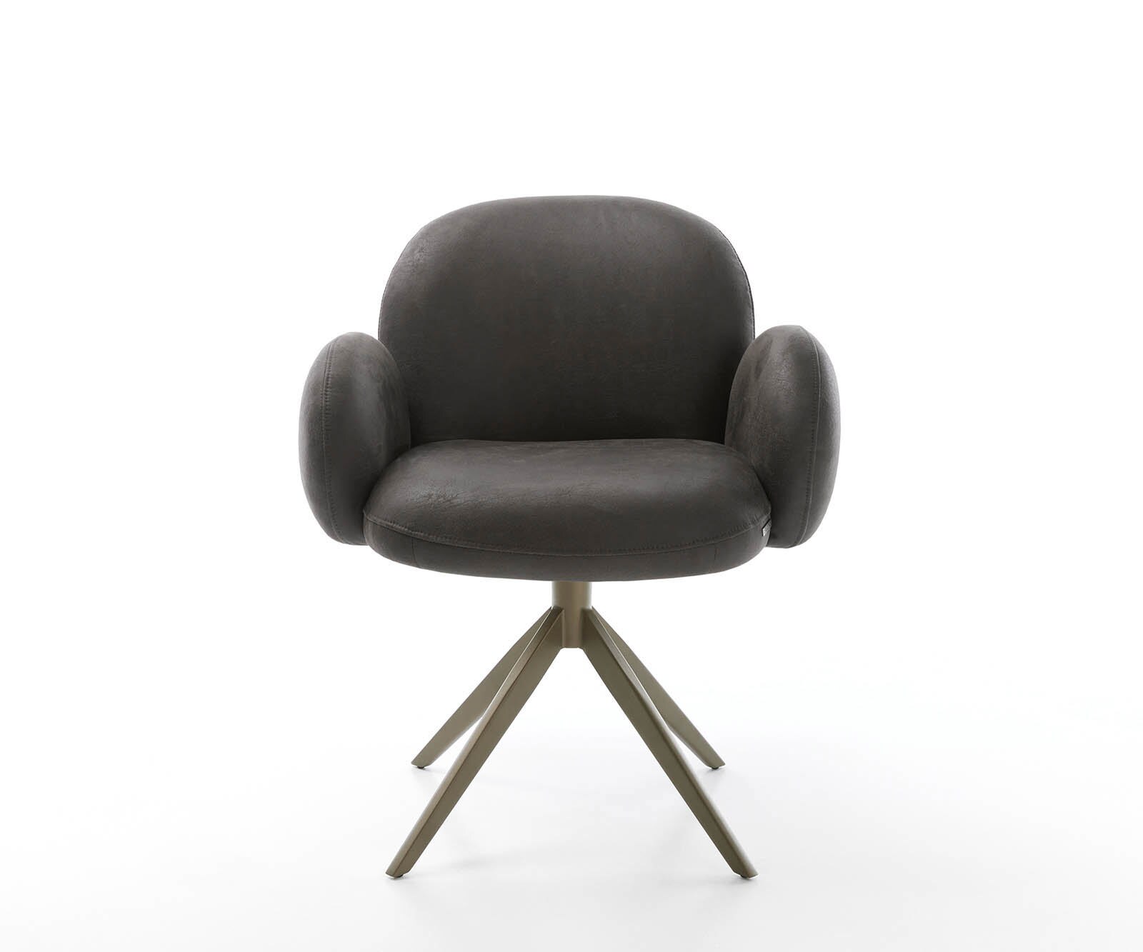 Chaise-pivotante Nube-Flex avec accoudoirs microvelours anthracite vintage pied croisé large aspect titane pivotement sur 360° ressorts ensachés 2