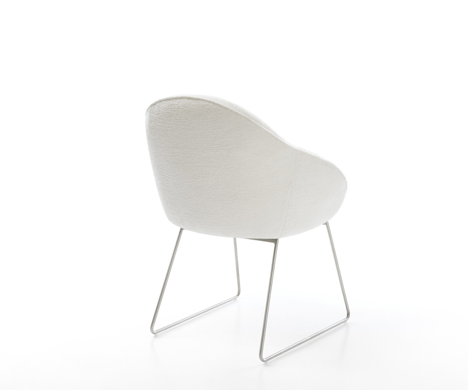 Chaise-de-salle-à-manger Gaio-Flex bouclé doux beige pied trapèze acier inoxydable 4