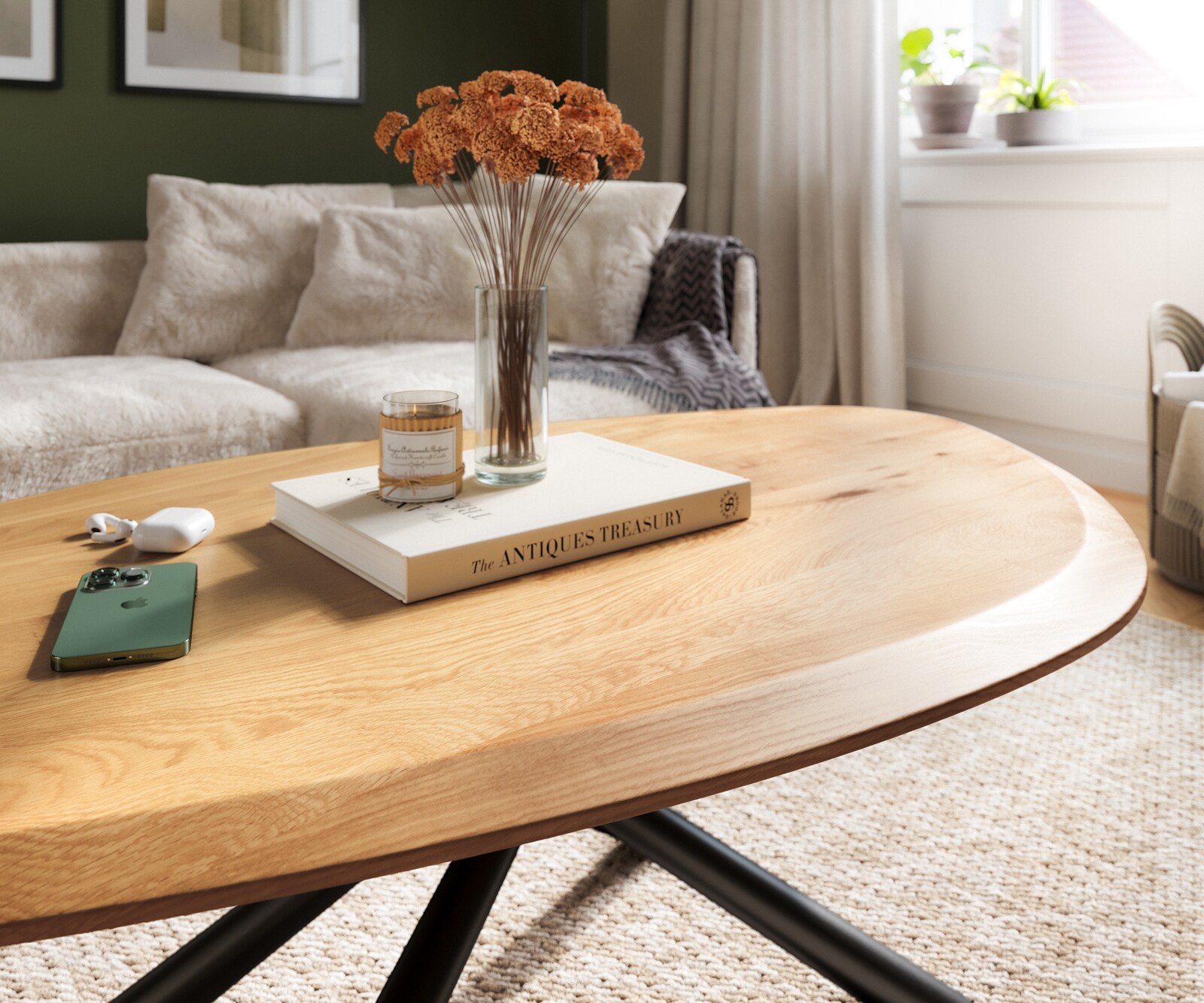 Table basse Edge Organique 140x76 cm Chêne naturel Flow-Edge Sarity Métal Noir 5