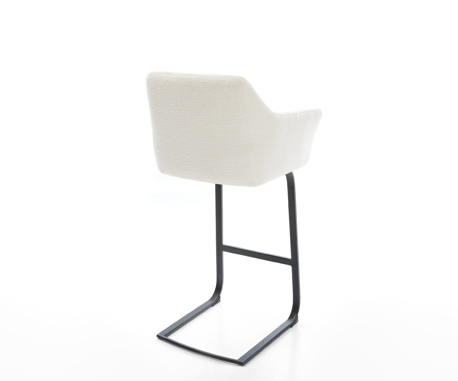 Chaise-de-bar Yulo-Flex Bouclé doux Beige Pied cantilever plat noir Noir 4