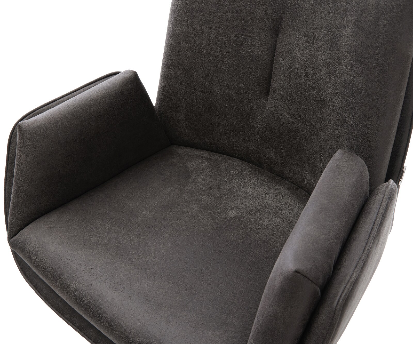 Chaise-de-bar Clea-Flex Microfibre Anthracite vintage Pied trapèze acier inoxydable Argent 4