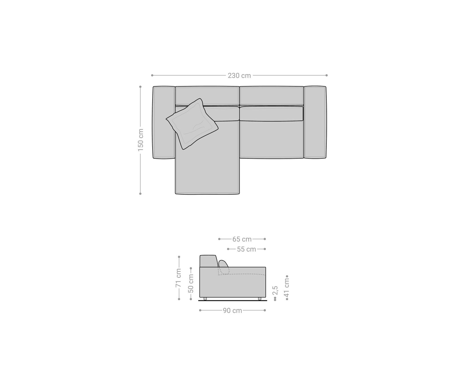 Canapé d'angle Sirpio 230x150 cm Velours côtelé Beige Recamiere variable 7