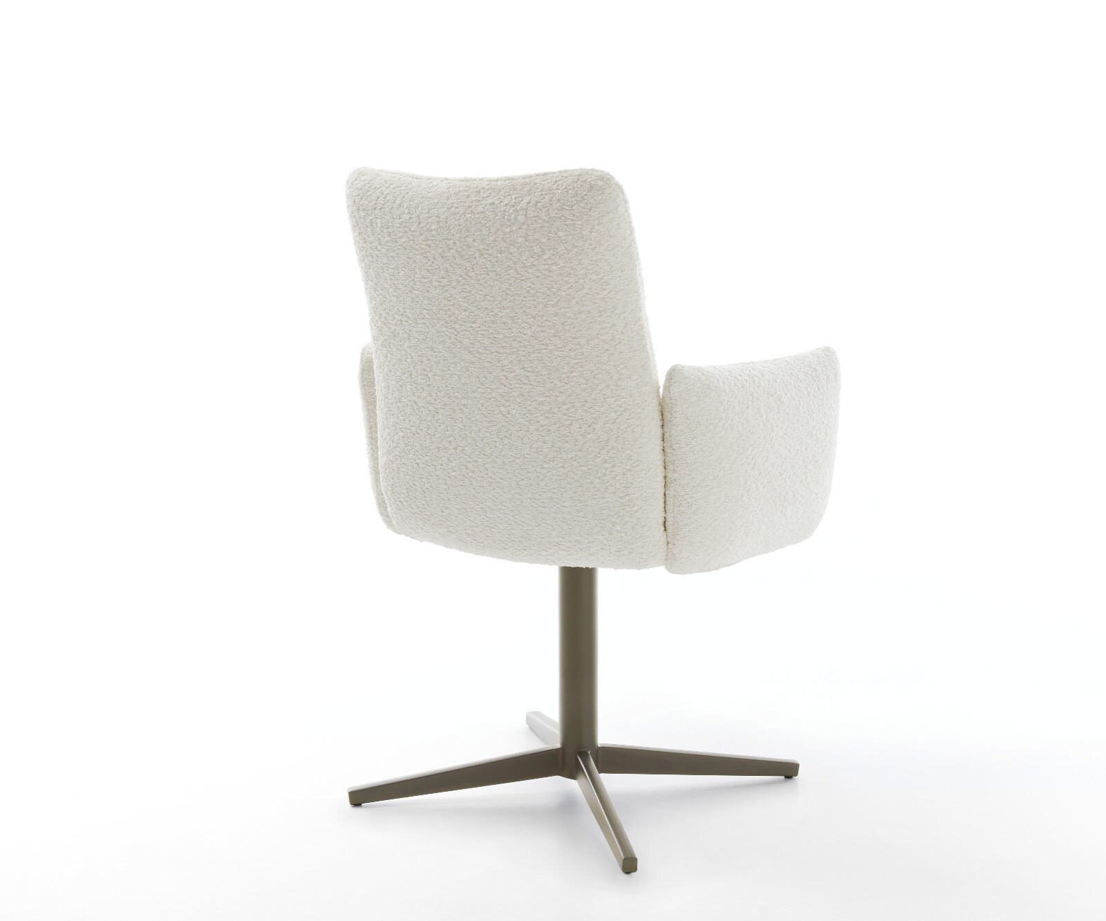Chaise-pivotante Jova-Flex avec accoudoirs bouclé blanc pied de chaise 4 branches aspect titane pivotement sur 360° ressorts ensachés 4