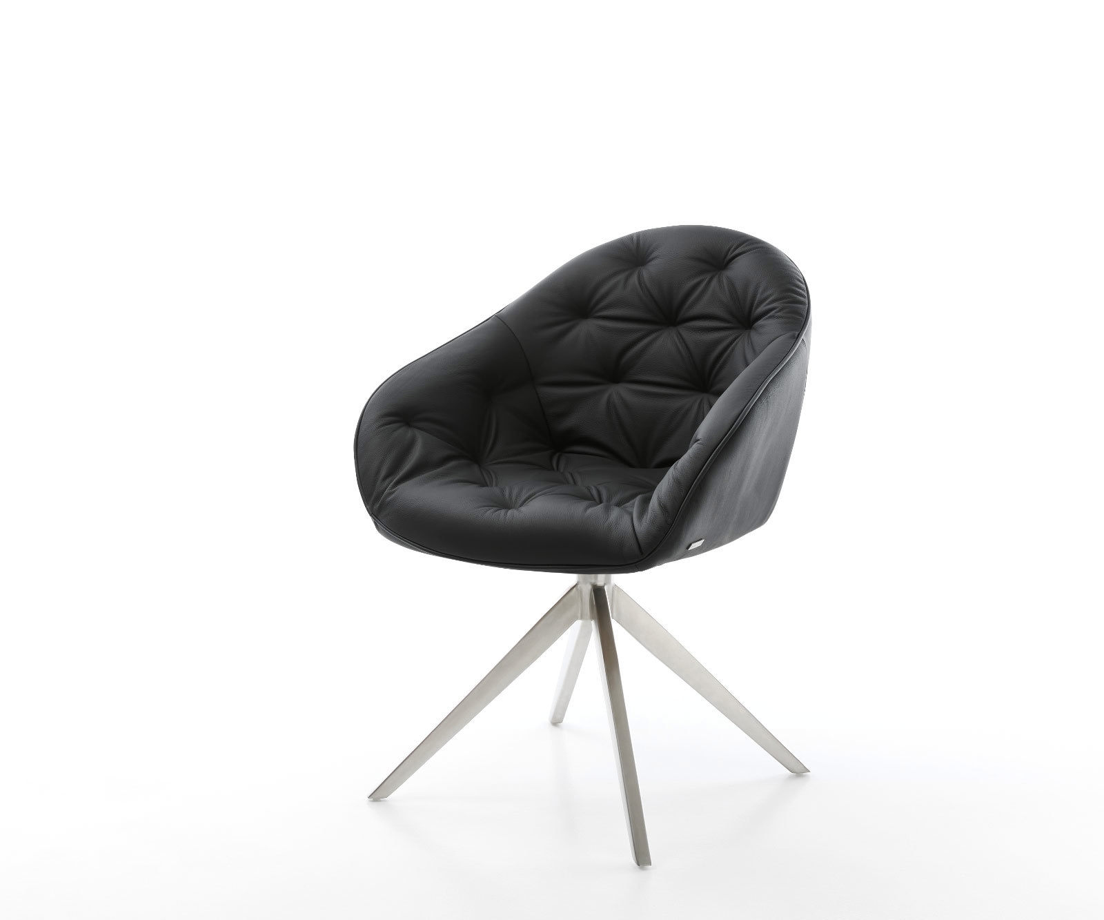 Chaise-pivotante Gaio-Flex cuir de vache noir pied croisé large acier inoxydable brossé pivotement sur 360° fonction bascule Chaise-pivotante Gaio-Flex cuir de vache noir pied croisé large acier inoxydable brossé pivotement sur 360° fonction bascule