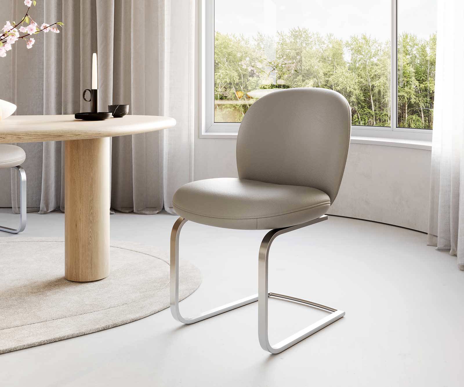Cantilever Nube-Flex cuir de vache couleur boue pied cantilever plat acier inoxydable brossé ressorts ensachés 1