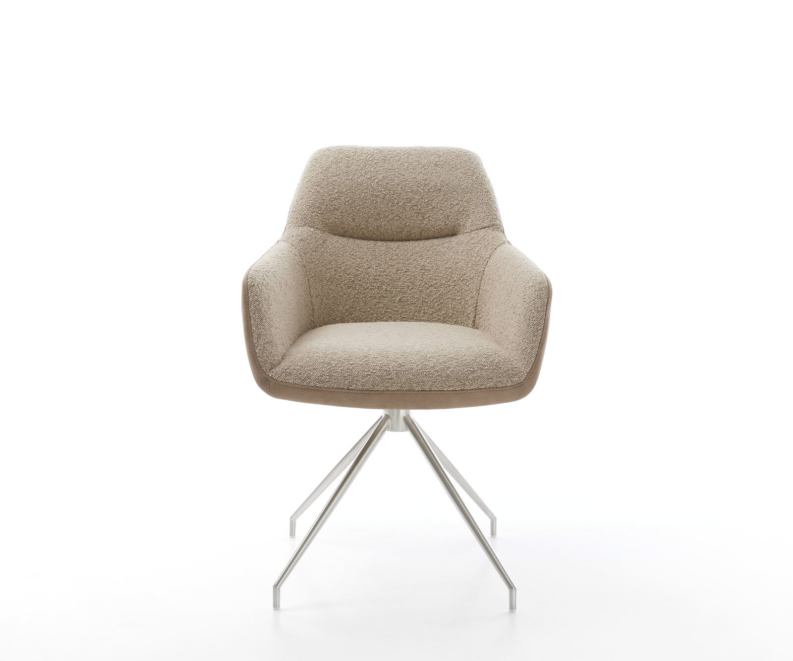 Chaise-pivotante Pejo-Flex tissu mixte couleur boue pied croisé conique acier inoxydable brossé pivotement sur 180° ressorts ensachés 1