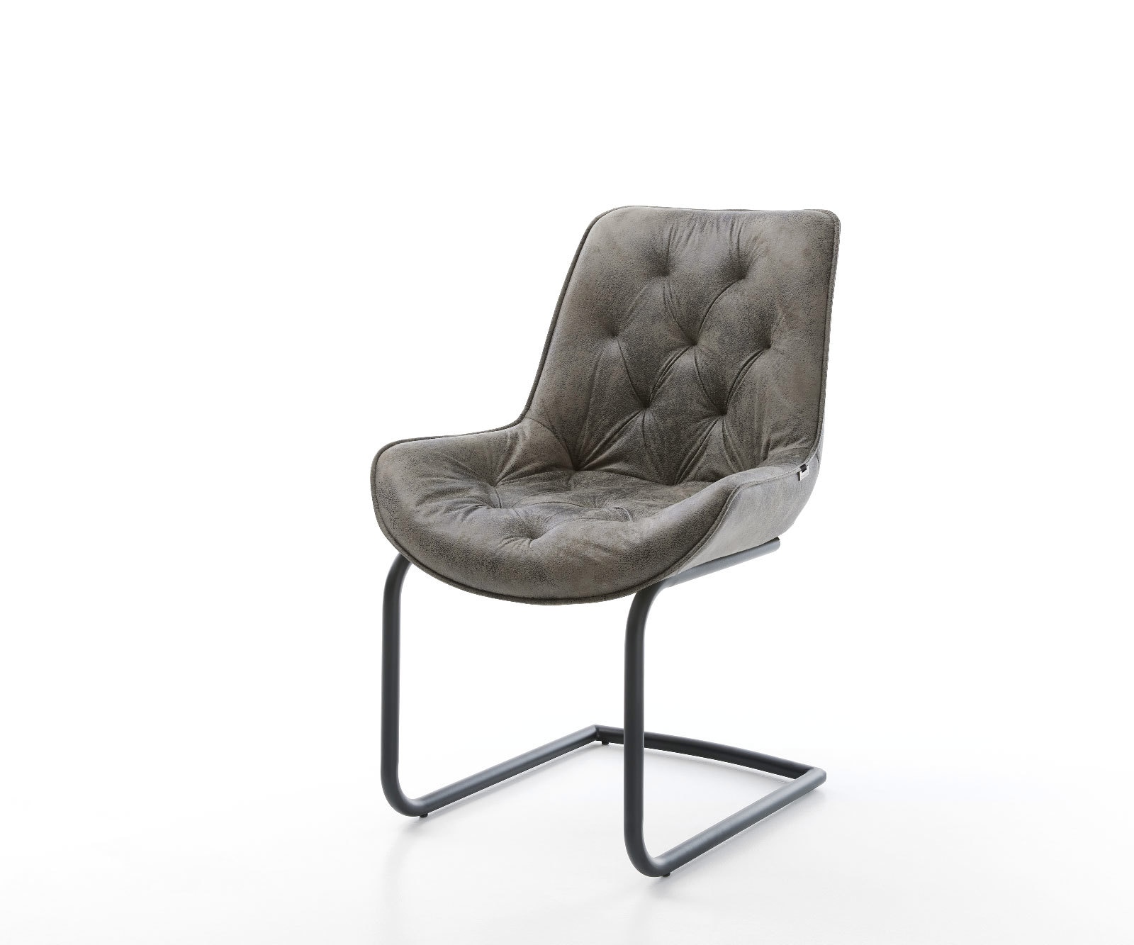 Cantilever Taimi-Flex microvelours gris antique pied cantilever rond noir Cantilever Taimi-Flex microvelours gris antique pied cantilever rond noir