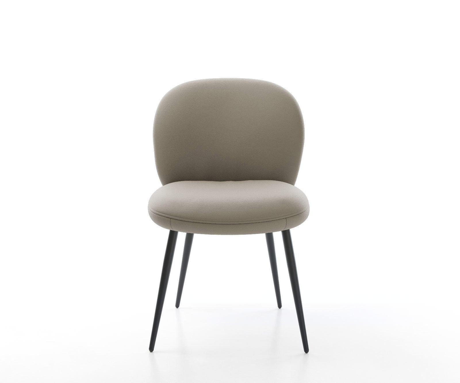 Chaise-de-salle-à-manger Nube-Flex cuir de vache couleur boue 4 pieds coniques noir ressorts ensachés 2