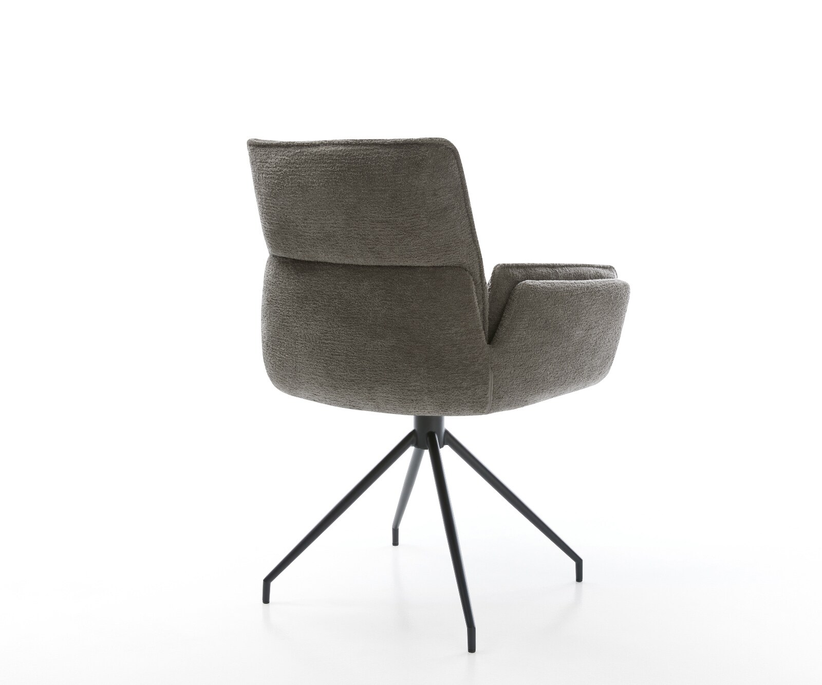 Chaise-de-salle-à-manger Nela-Flex bouclé doux couleur boue pied croisé conique noir 4