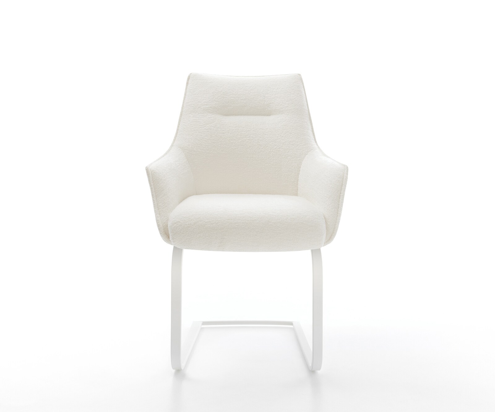 Cantilever Alja-Flex avec accoudoirs bouclé doux beige pied cantilever plat blanc resorts ensachés 1