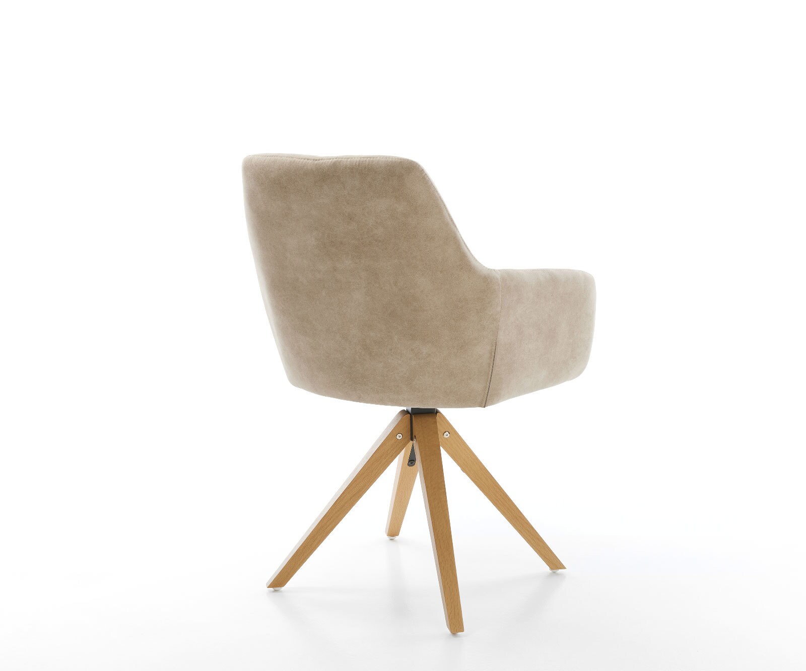 Chaise-de-salle-à-manger Pejo-Flex microvelours beige vintage pied en bois angulaire naturel ressorts ensachés 4