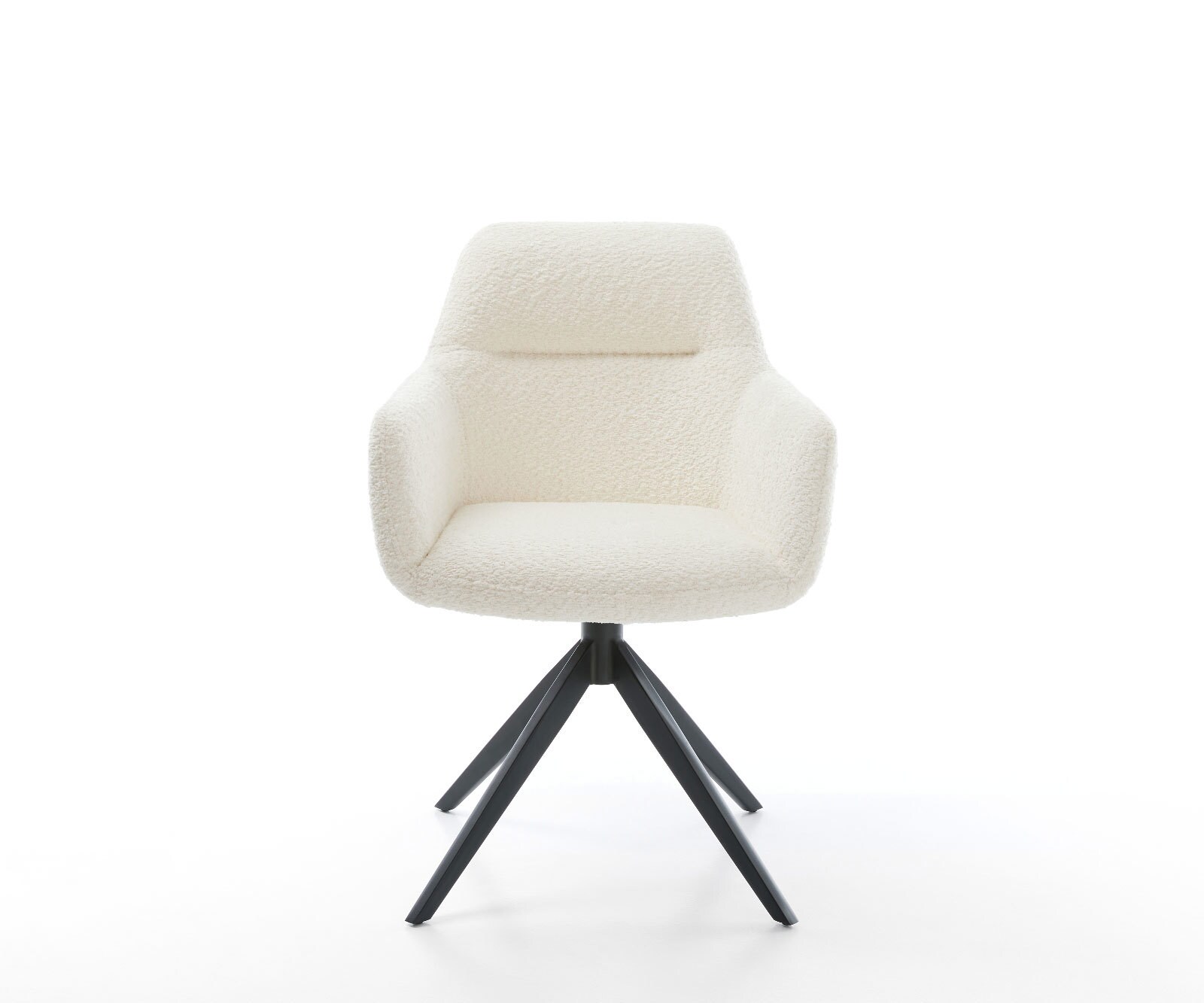 Chaise-pivotante Pejo-Flex bouclé blanc pied croisé large noir pivotement sur 360° fonction bascule ressorts ensachés 1