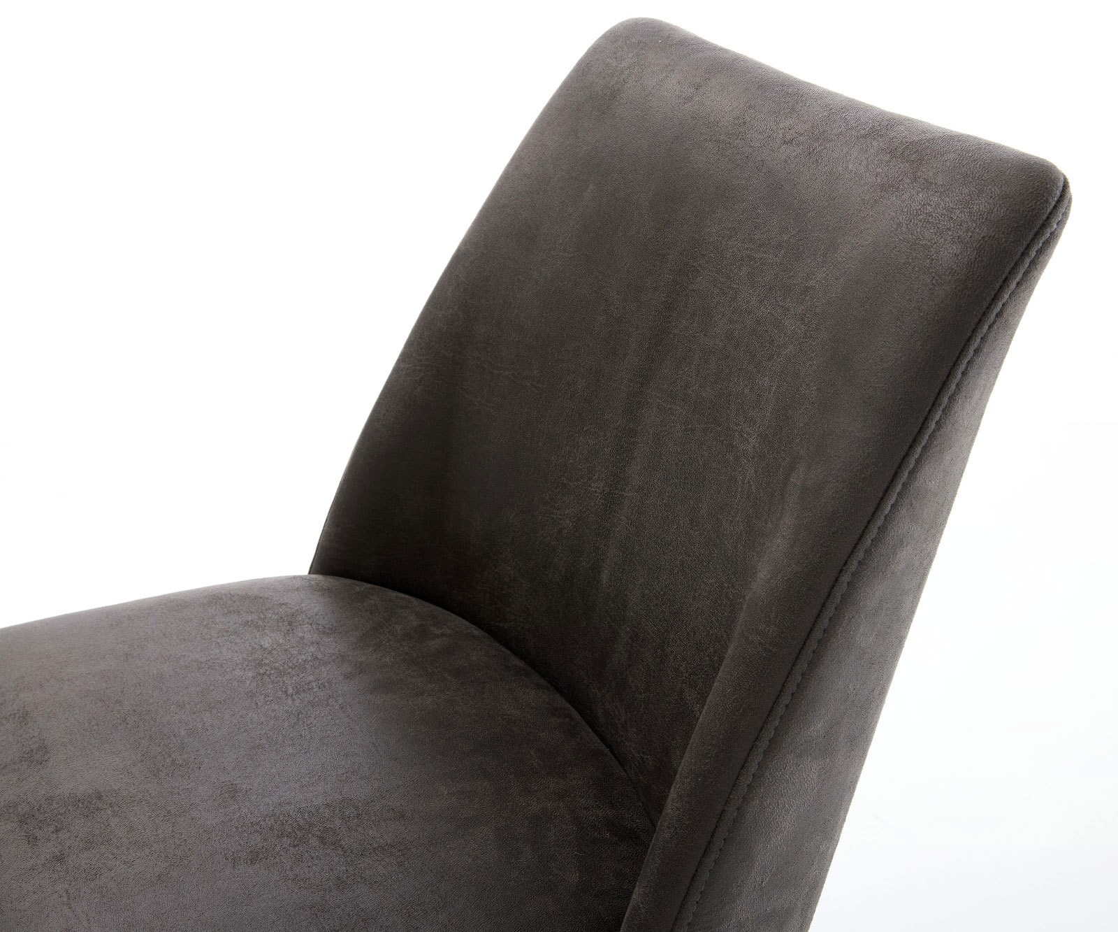 Chaise-pivotante Elso-Flex microvelours anthracite vintage pied croisé large acier inoxydable brossé pivotement sur 360° fonction bascule ressorts ensachés 3
