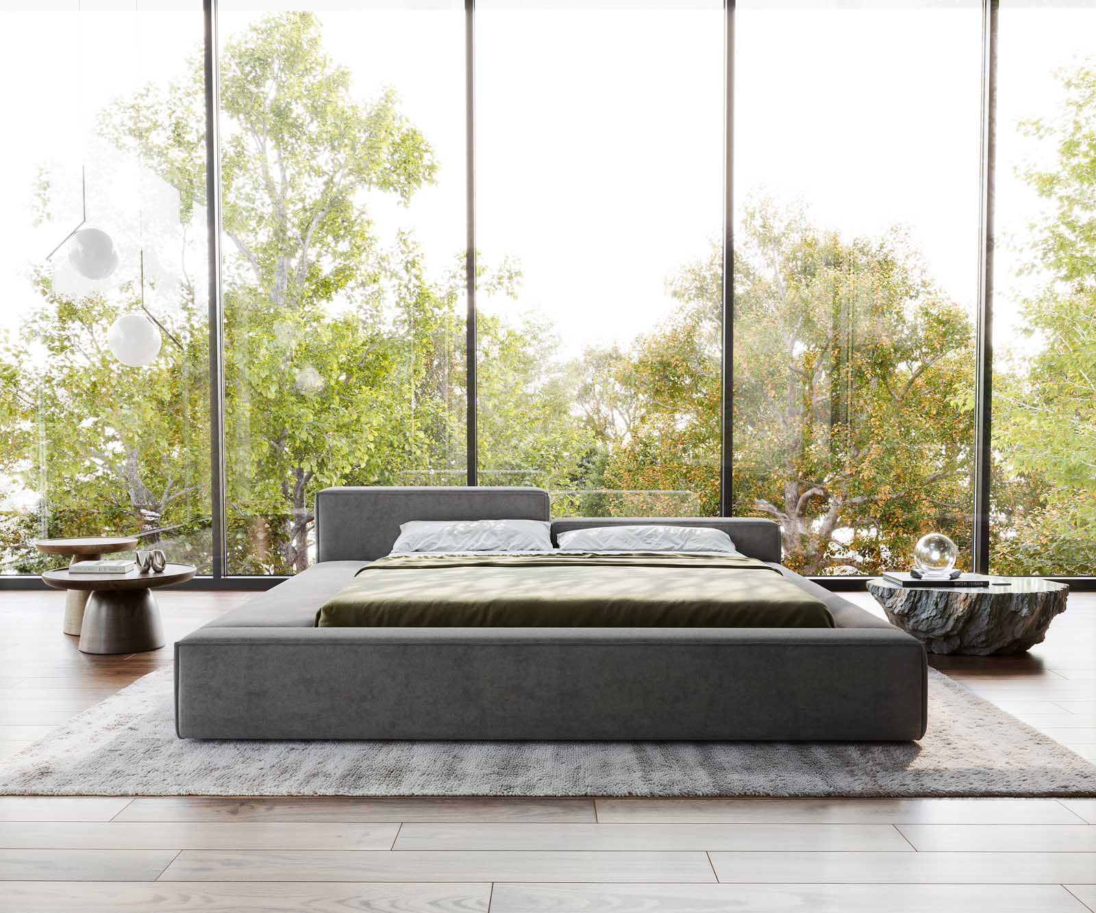 Sommier-rembourré Kalinea 180x200 cm microfibre grise 2