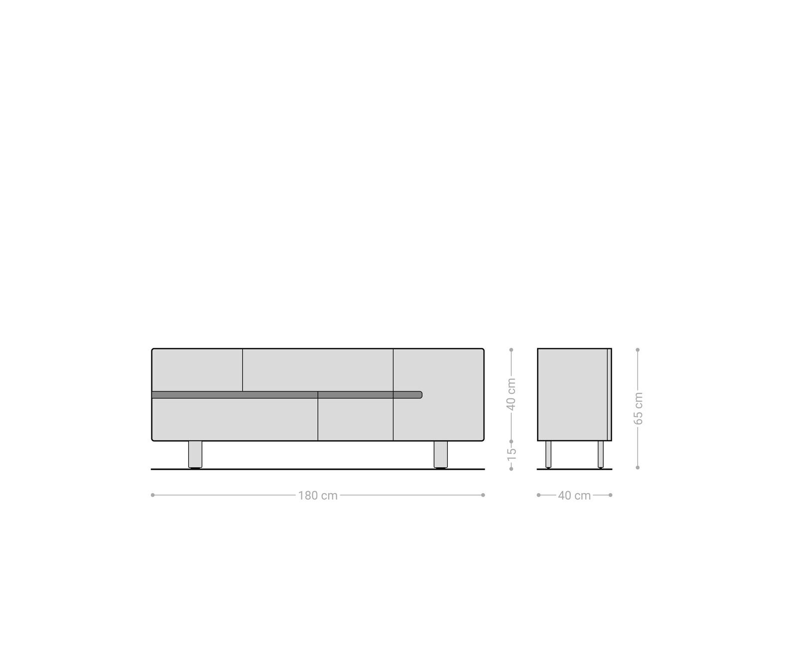 Buffet Tiamar 180 cm orme naturel 1 porte 4 tiroirs pieds carrés en métal noir 8