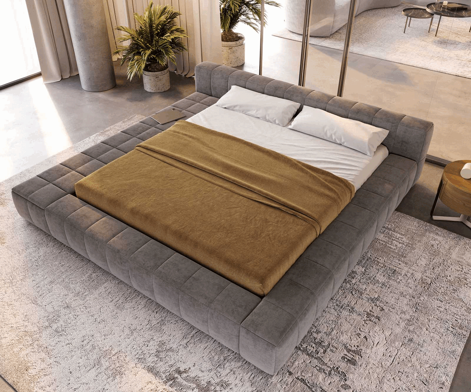 Sommier-Espazio 180x200 cm microfibre grise avec espace de rangement 3