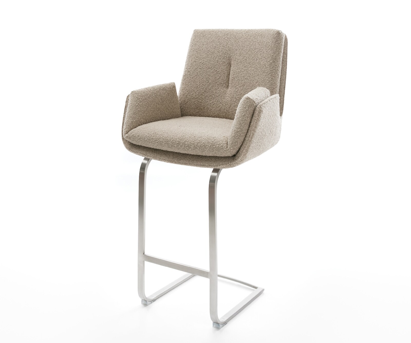 Chaise-de-bar Clea-Flex Bouclé Boue Pied cantilever acier inoxydable Argent