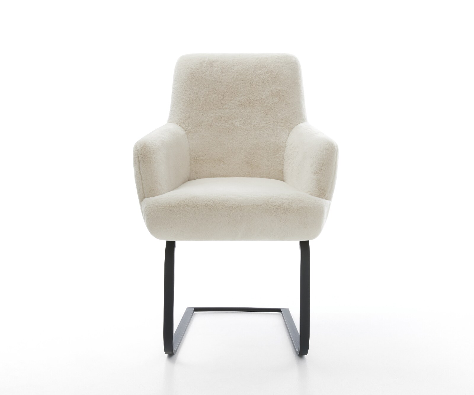 Cantilever Heira-Flex avec accoudoirs peluche crème-blanc pied cantilever plat noir resorts ensachés 2