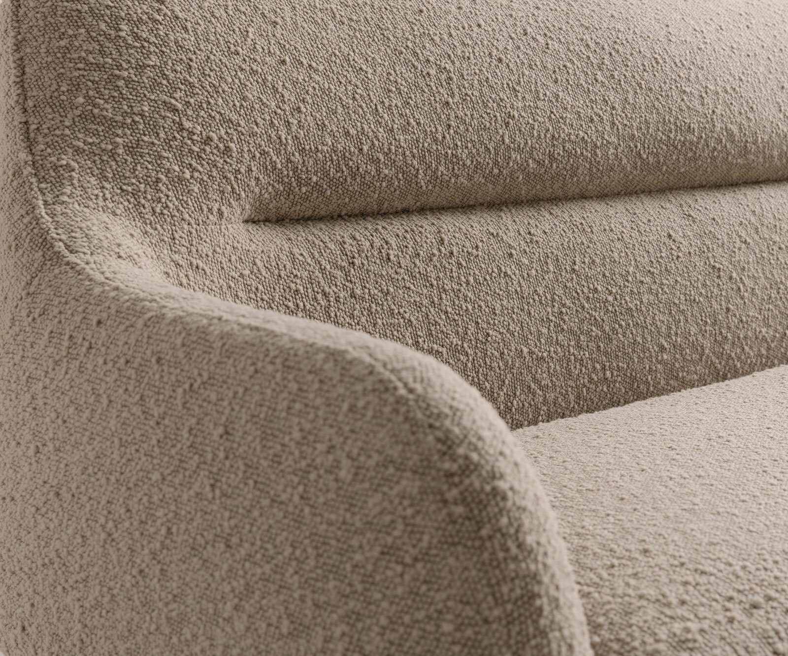 Banc-de-salle-à-manger Taya-Flex 200 cm bouclé boue châssis à patins plat noir ressort ensaché 6