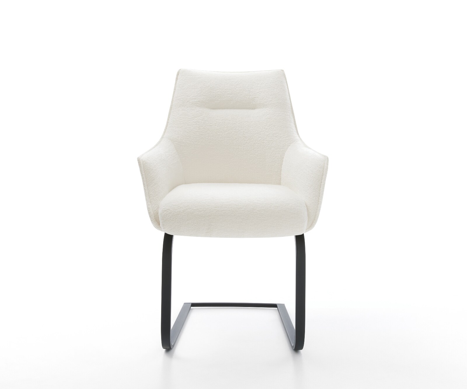 Cantilever Alja-Flex avec accoudoirs bouclé doux beige pied cantilever plat noir resorts ensachés 1