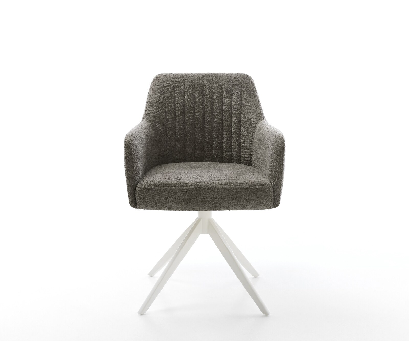 Chaise-pivotante Greg-Flex bouclé doux couleur boue pied croisé large blanc pivotement sur 360° fonction bascule resorts ensachés 2