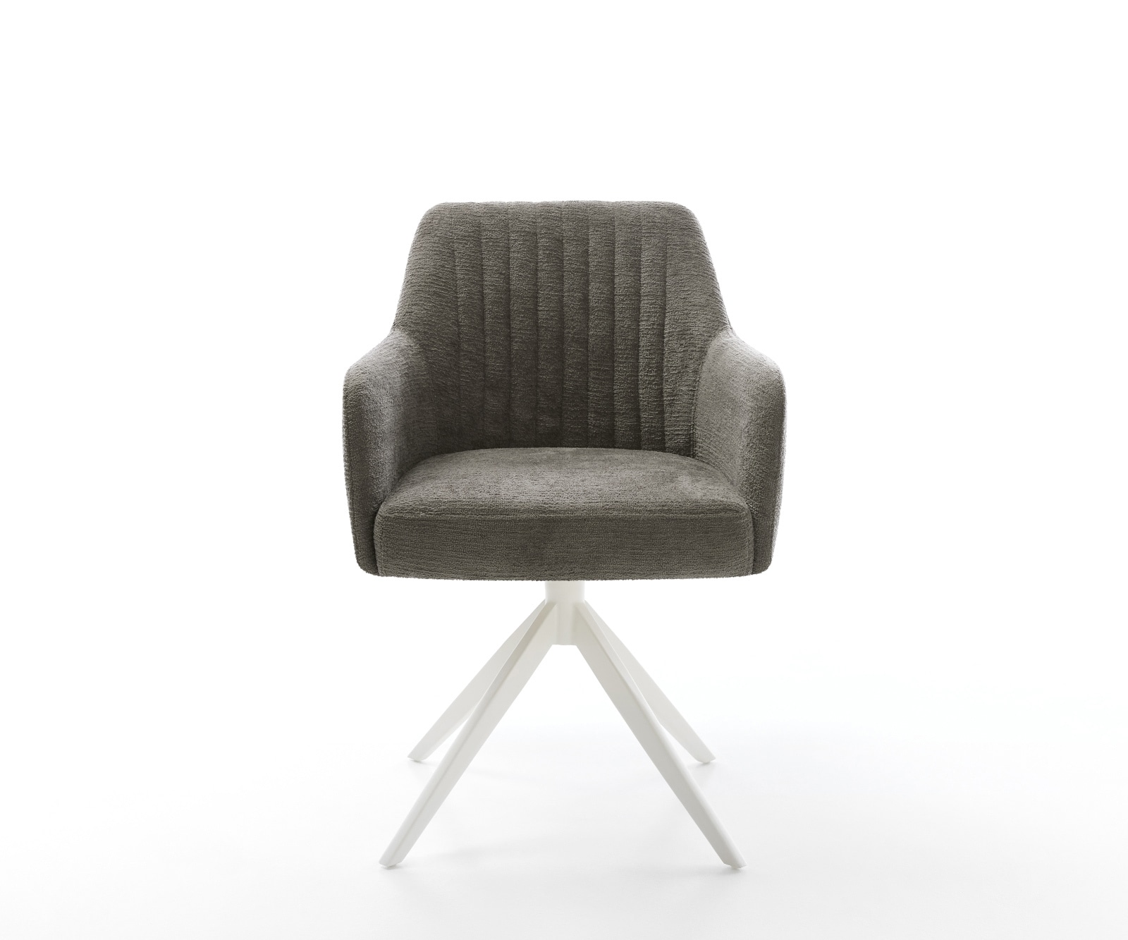 Chaise-pivotante Greg-Flex bouclé doux couleur boue pied croisé large blanc pivotement sur 360° fonction bascule resorts ensachés 2