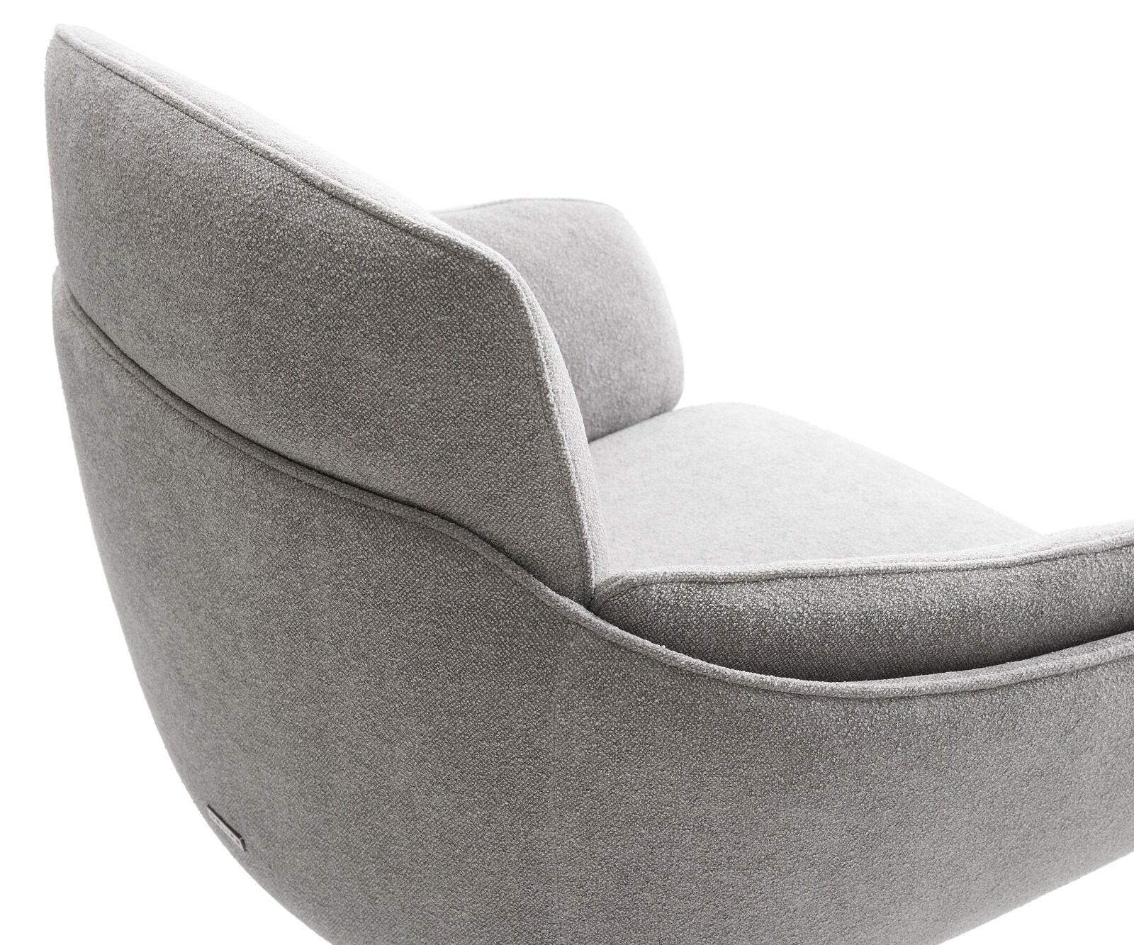 Chaise-de-salle-à-manger Luan-Flex avec accoudoirs tissu structuré doux gris pied croisé conique acier inoxydable 3