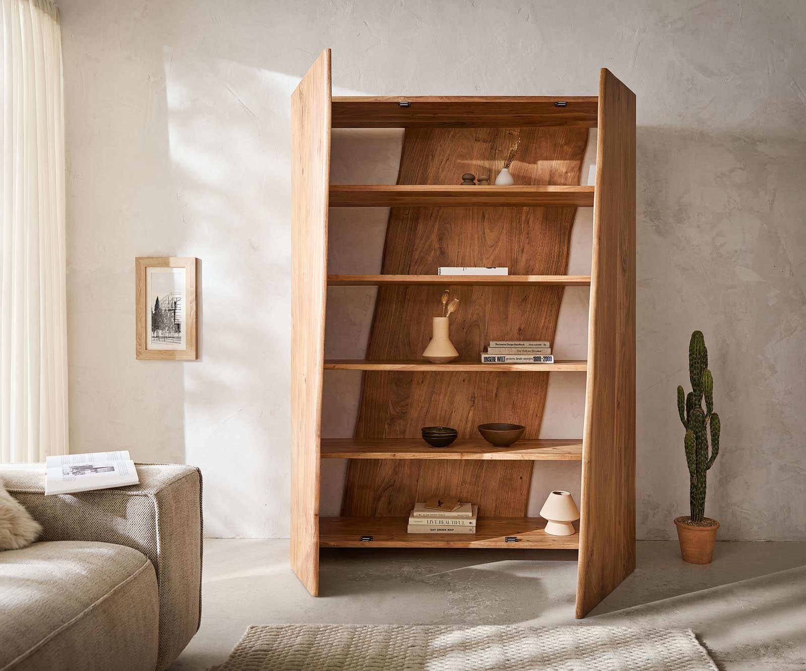 Étagère Live-Edge 140x195 cm Acacia Naturel 2 portes 3 Étagère Live-Edge 140x195 cm Acacia Naturel 2 portes 3