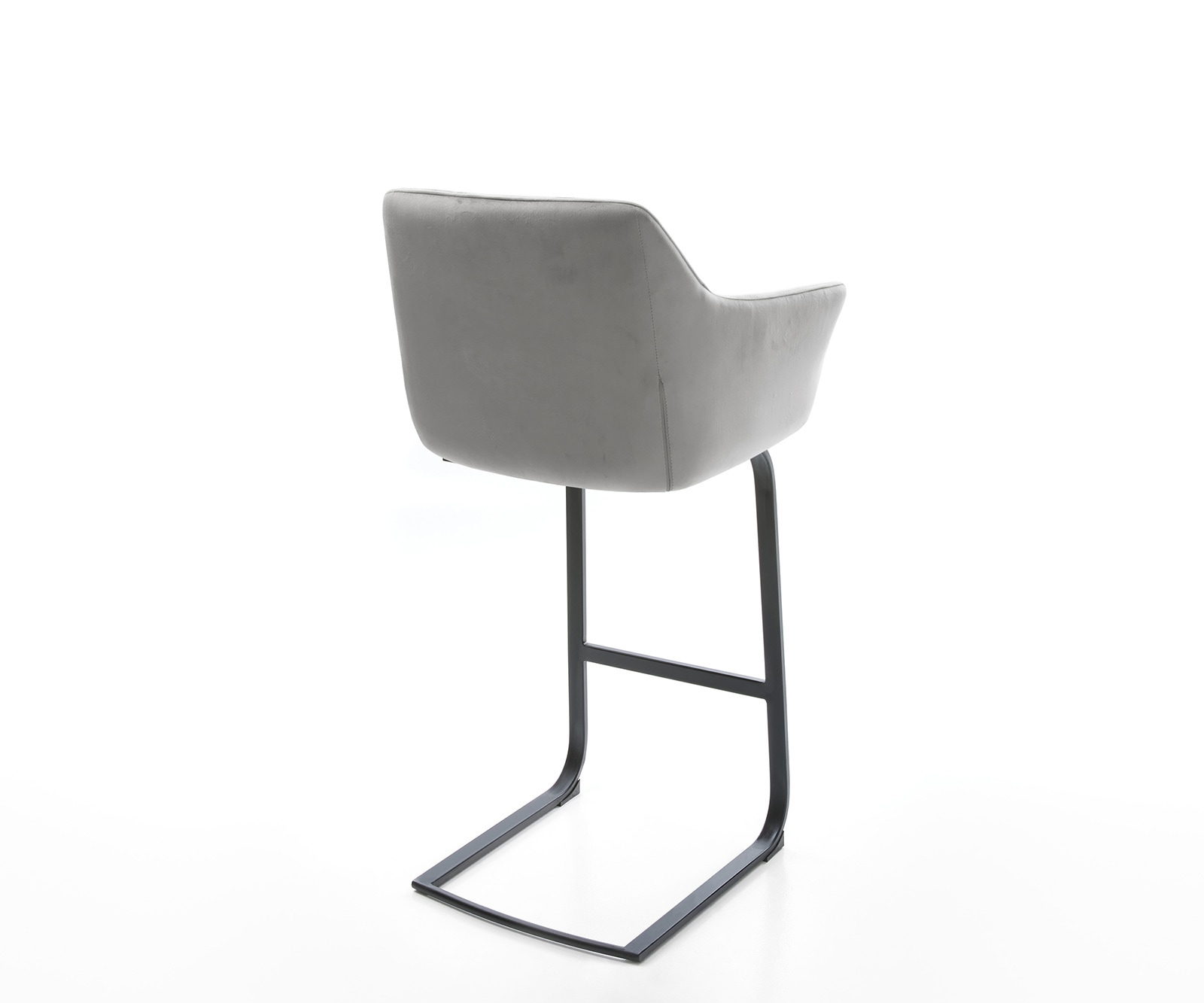 Chaise-de-bar Yulo-Flex velours gris chaise cantilever métal plat 4 Chaise-de-bar Yulo-Flex velours gris chaise cantilever métal plat 4