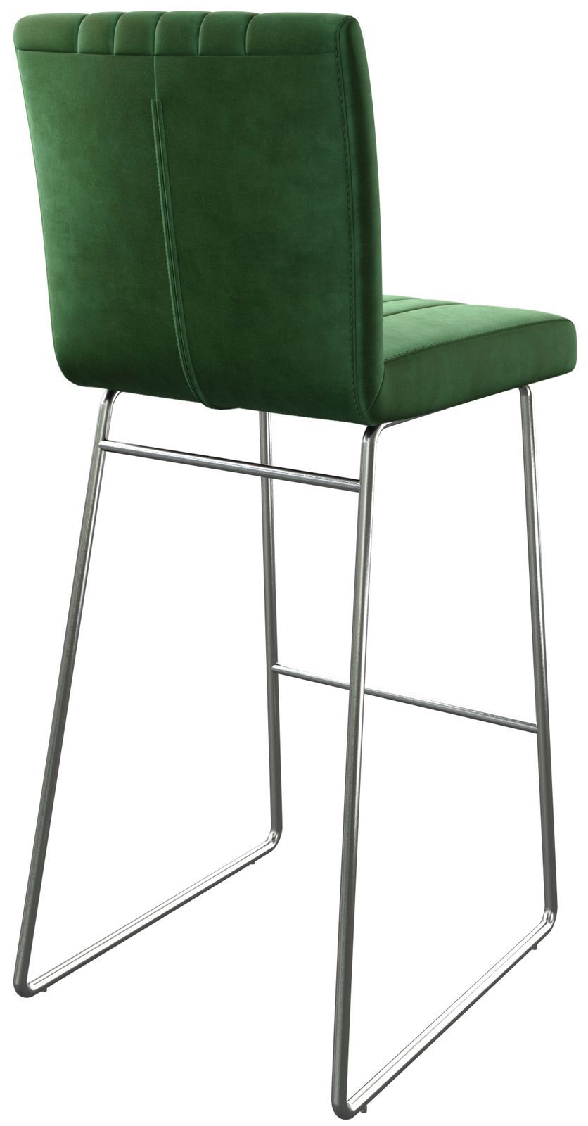 Chaise-de-bar Luiga-Flex velours vert cadre de patins acier inoxydable 4