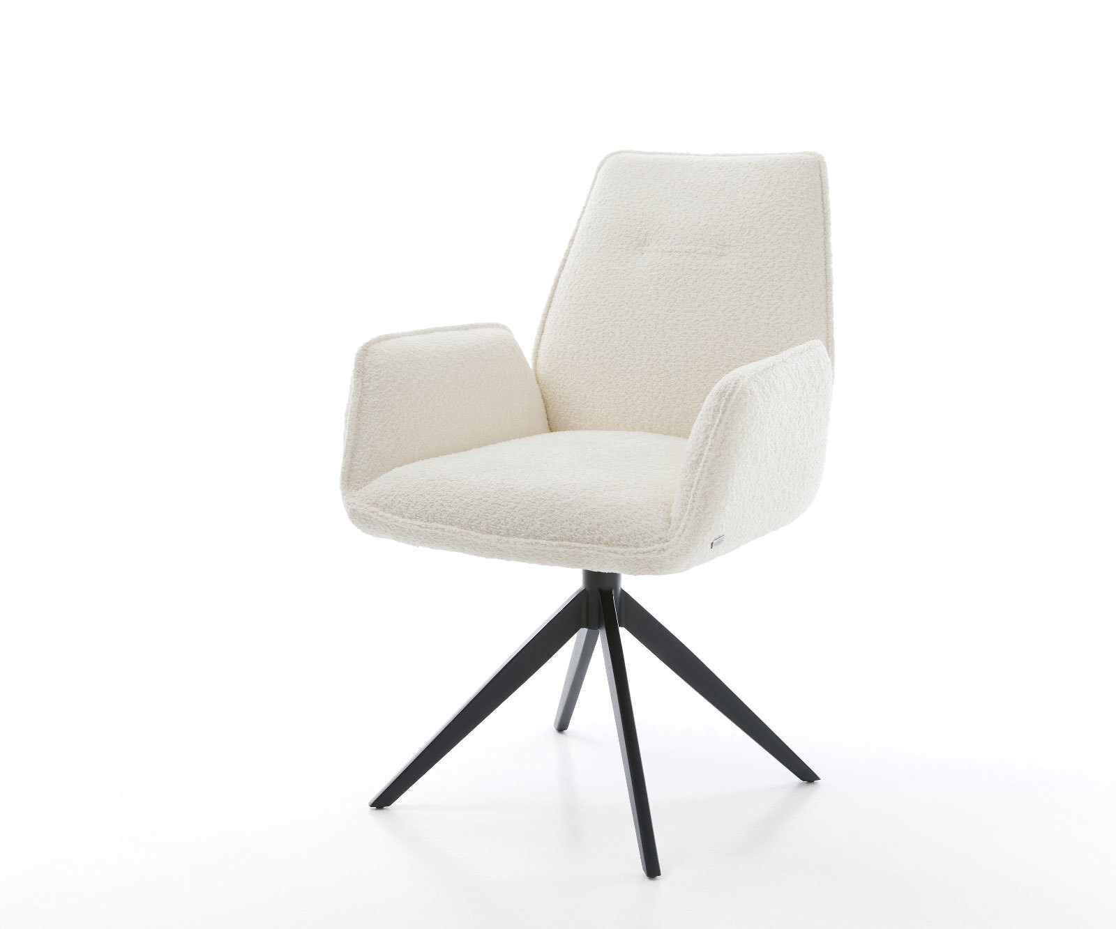 Chaise-pivotante Zoa-Flex bouclé blanc pied croisé large noir pivotement sur 360° fonction bascule ressorts ensachés 1