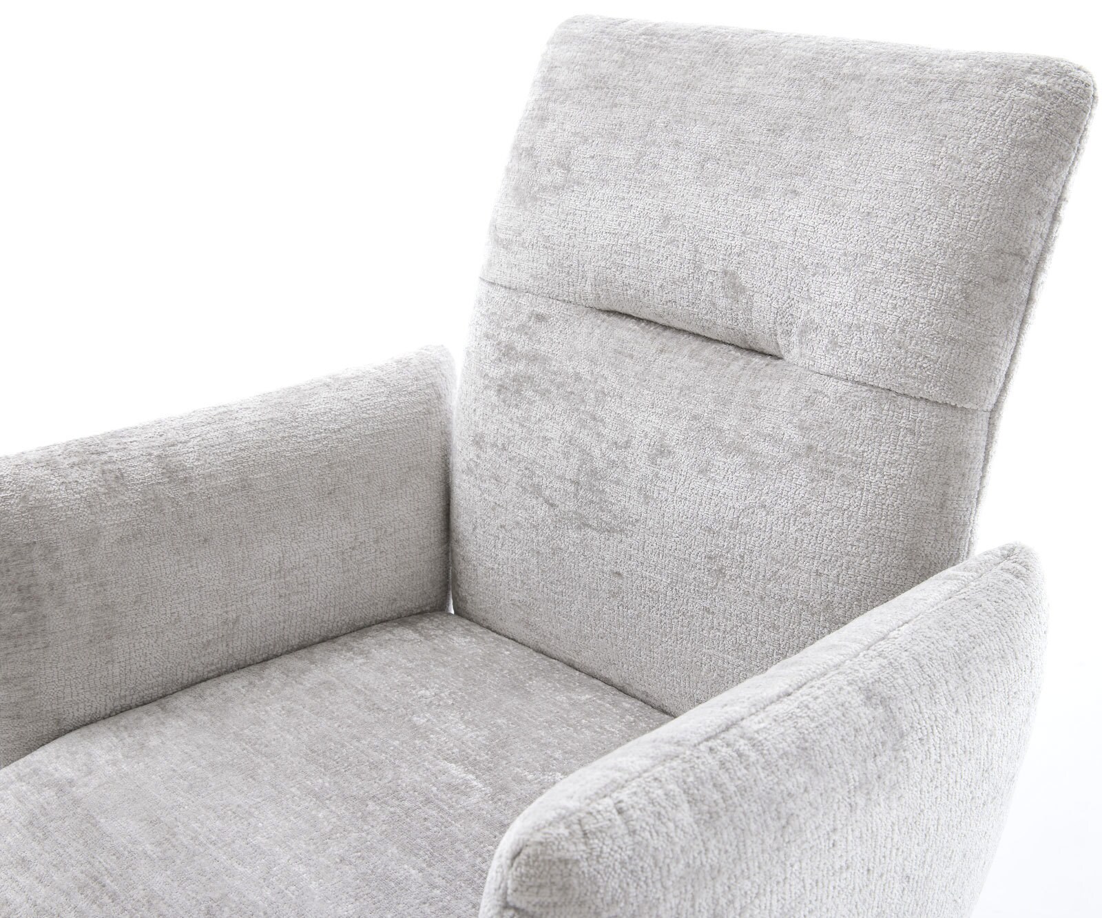 Cantilever Jova-Flex avec accoudoirs chenille gris argenté pied cantilever plat acier inoxydable brossé ressorts ensachés 3