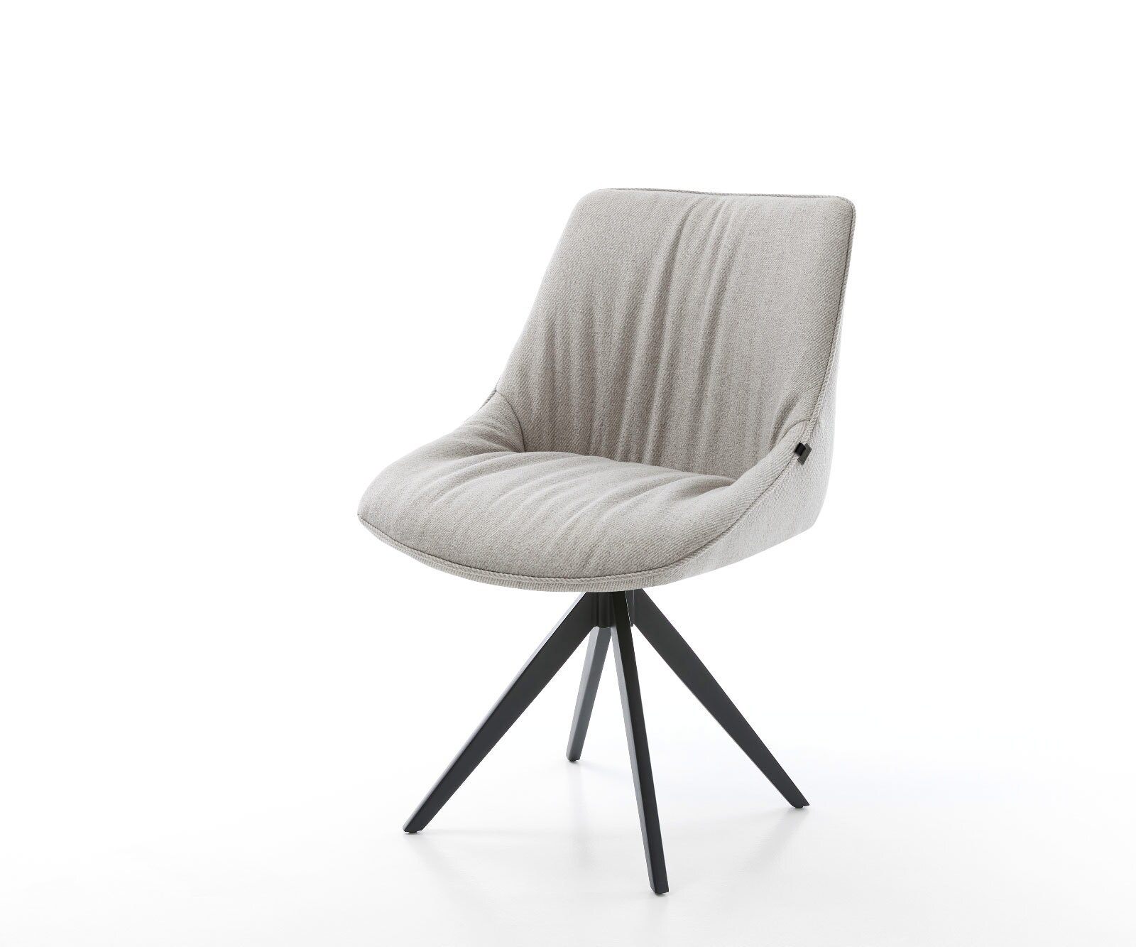 Chaise-pivotante Elda-Flex rayures gris clair pied croisé angulaire noir pivotement sur 180°