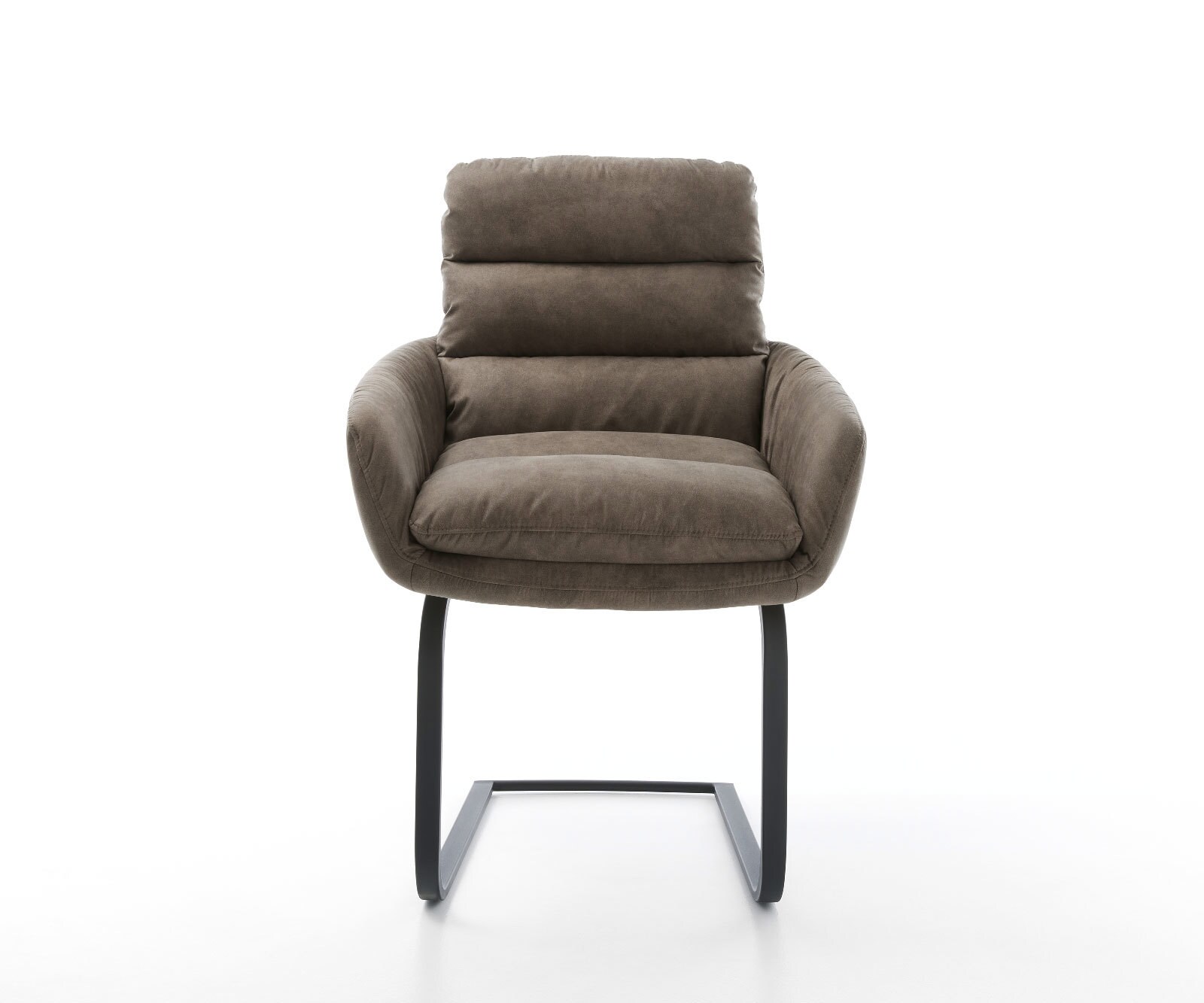 Cantilever Abelia-Flex avec accoudoirs microvelours taupe vintage pied cantilever plat noir 2