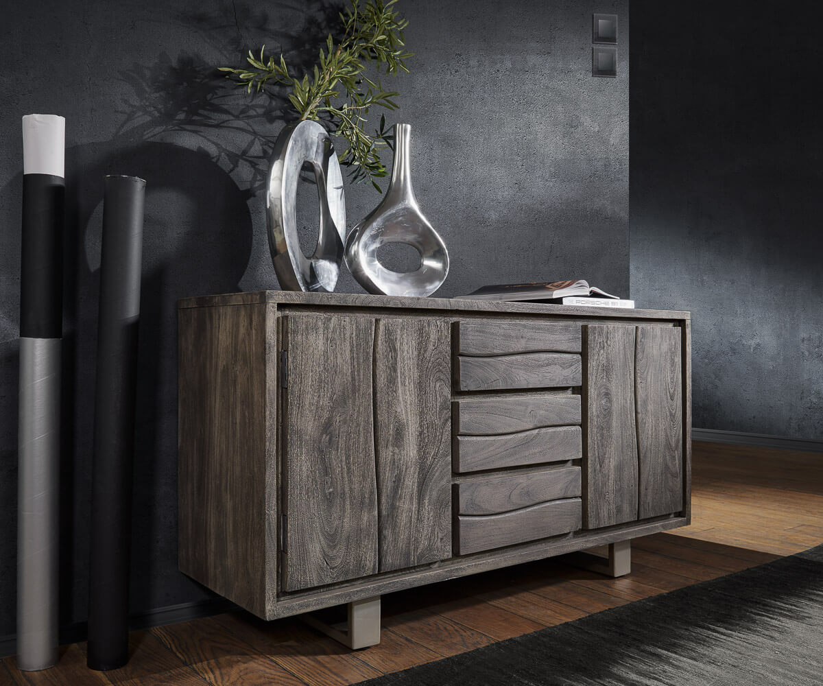 Commode Live-Edge Portes et tiroirs Bordures d'arbre buffet 1