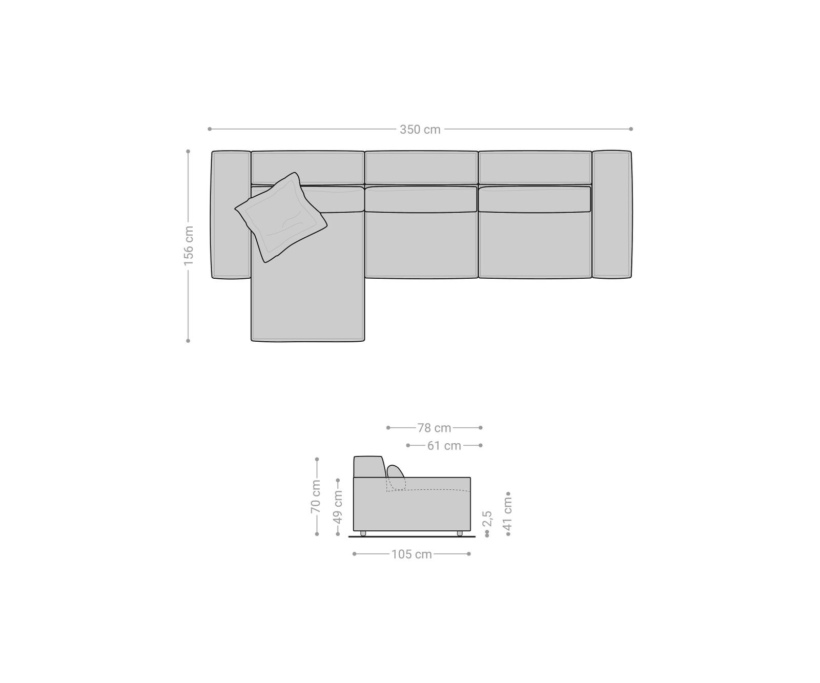 Canapé d'angle Sirpio L 350x160 cm Bouclee Crème-blanc Recamiere variable 7