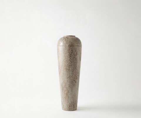 Vase Tavera l24 x P24 x H70 cm Métal Ivory Terra Fait main