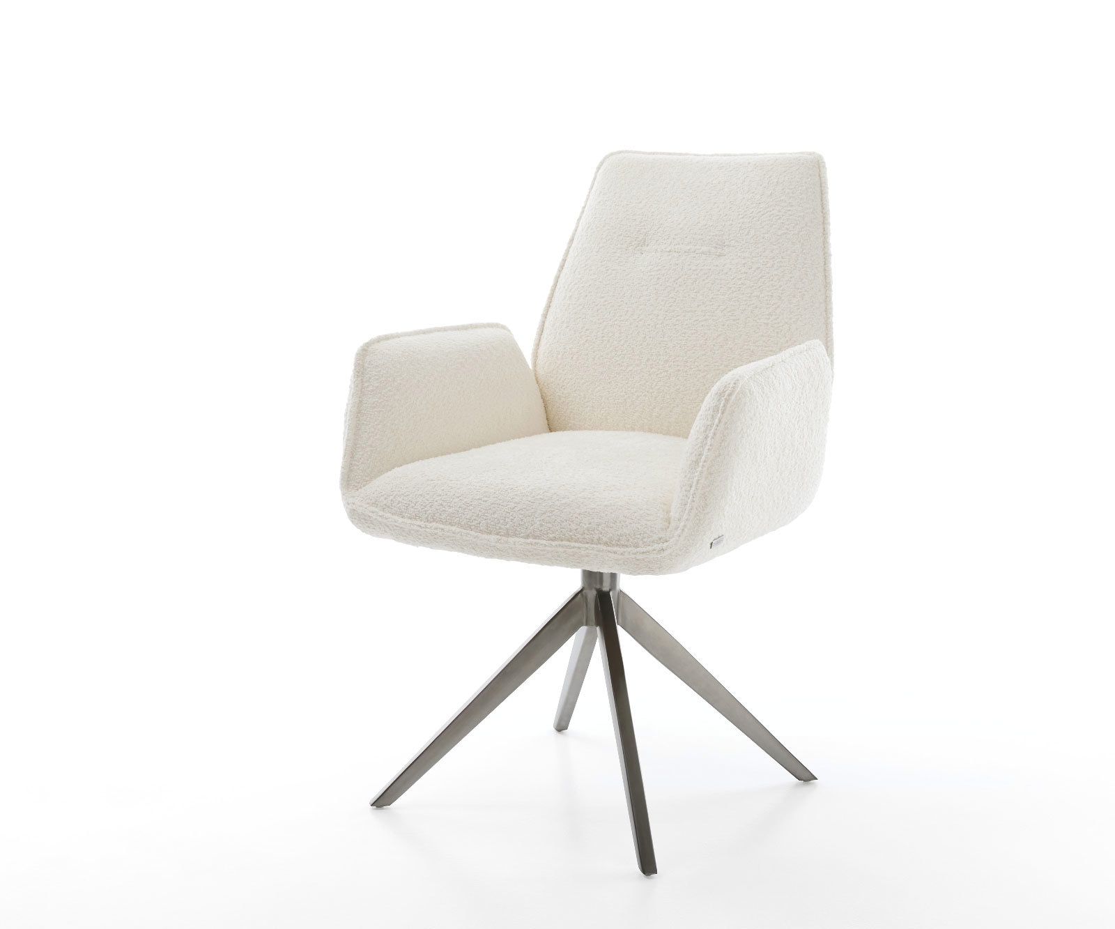 Chaise-pivotante Zoa-Flex bouclé blanc pied croisé large grafiete pivotement sur 360° fonction bascule ressorts ensachés Chaise-pivotante Zoa-Flex bouclé blanc pied croisé large grafiete pivotement sur 360° fonction bascule ressorts ensachés