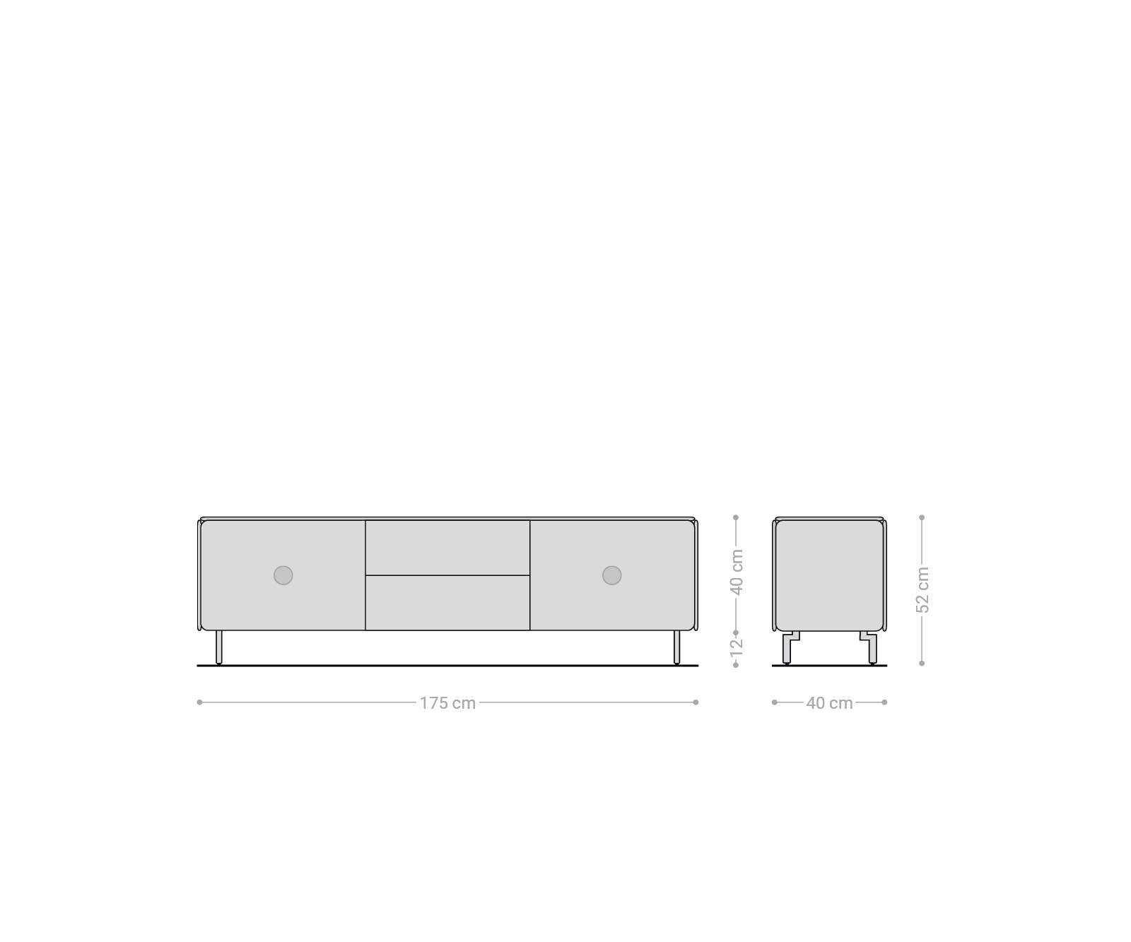 Meuble-TV Shavani 175 cm Acacia naturel 2 portes 2 tiroirs Pieds ovales en acier inoxydable 6