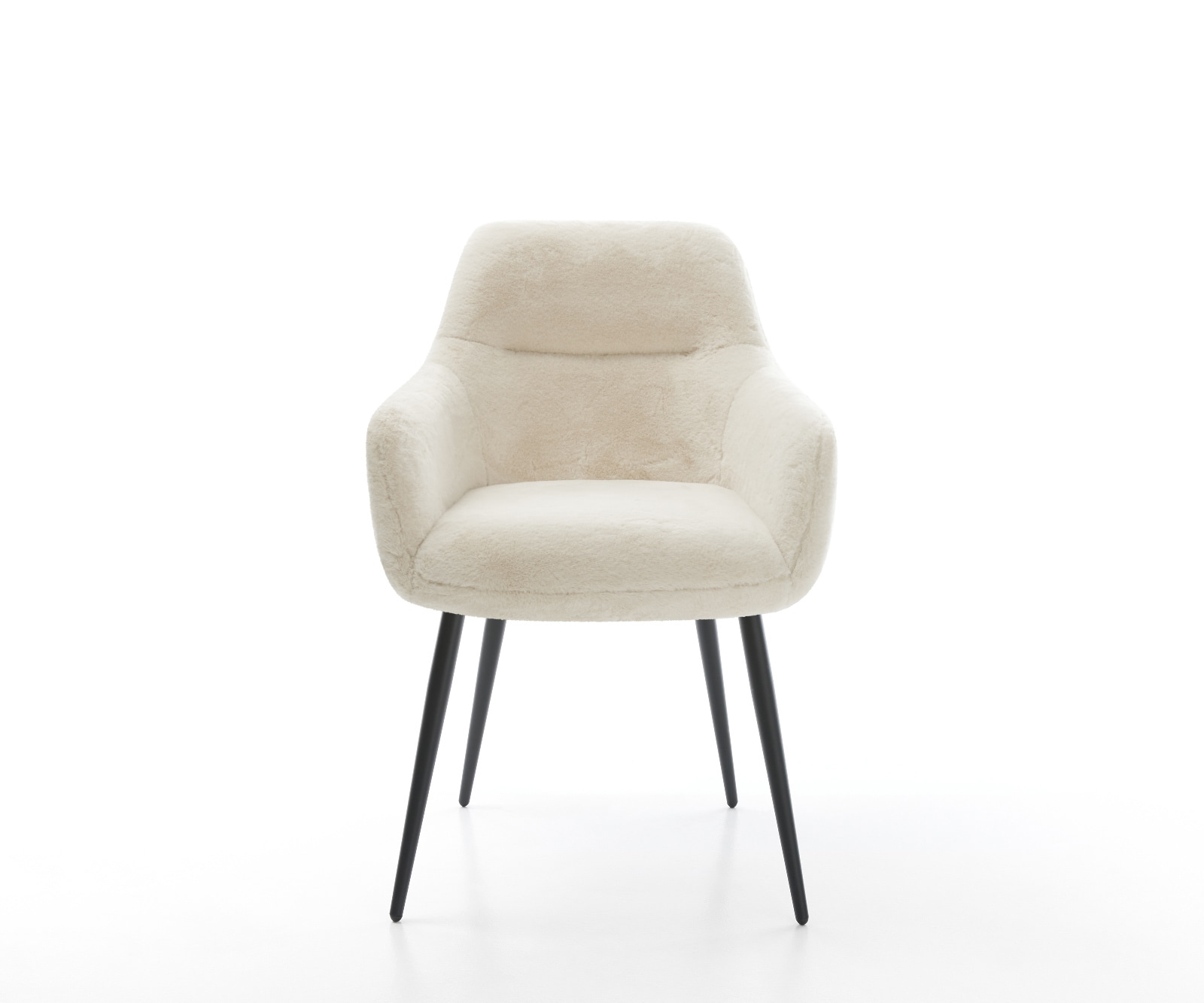 Chaise-de-salle-à-manger Pejo-Flex peluche crème-blanc 4 pieds coniques noir resorts ensachés 2