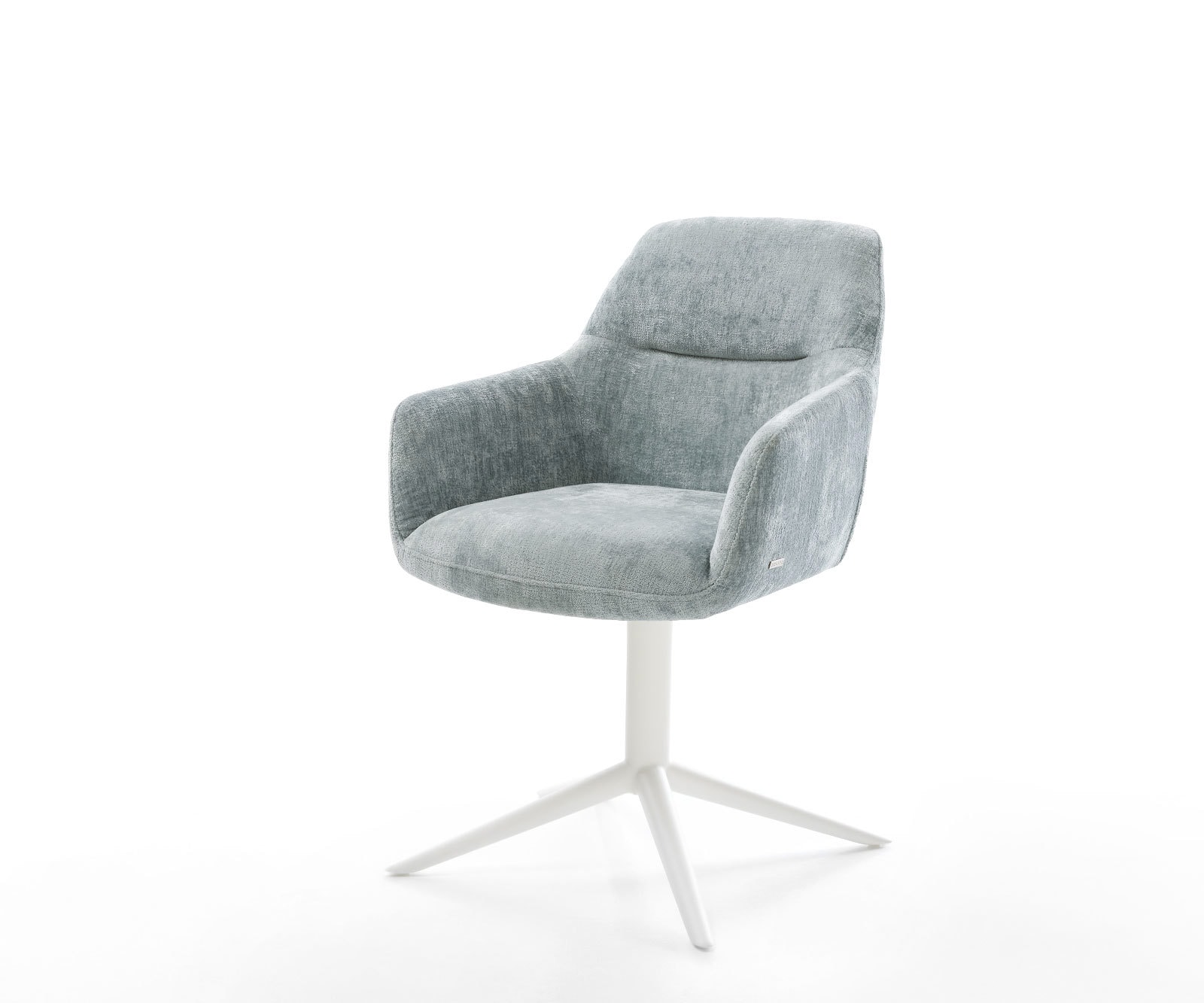 Chaise-pivotante Pejo-Flex chenille bleu pastel pied de chaise 4 branches blanc pivotement sur 360° fonction bascule ressorts ensachés Chaise-pivotante Pejo-Flex chenille bleu pastel pied de chaise 4 branches blanc pivotement sur 360° fonction bascule ressorts ensachés