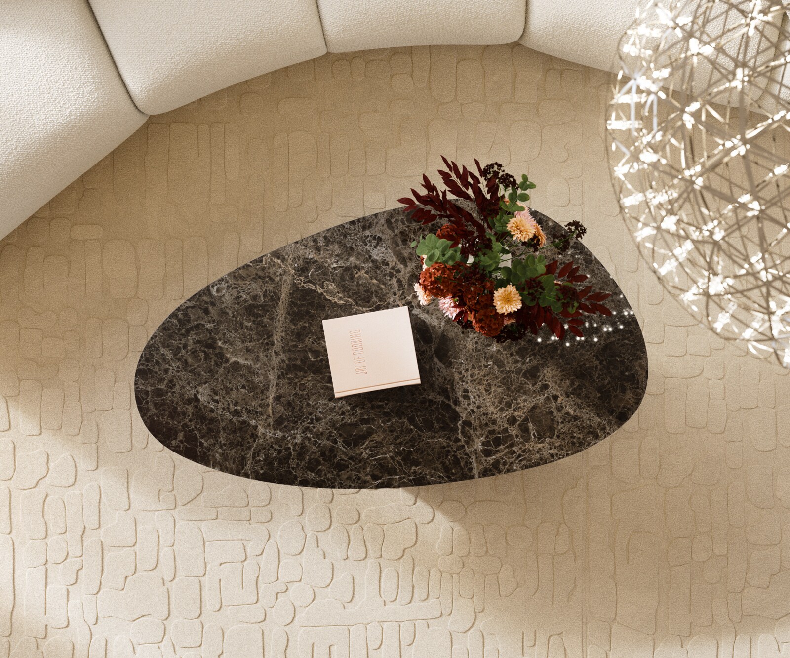 Table basse Edge Oval 140x75 cm céramique Laminam® Emperador Extra Lucidato brun foncé Vibany acier inoxydable brossé 6