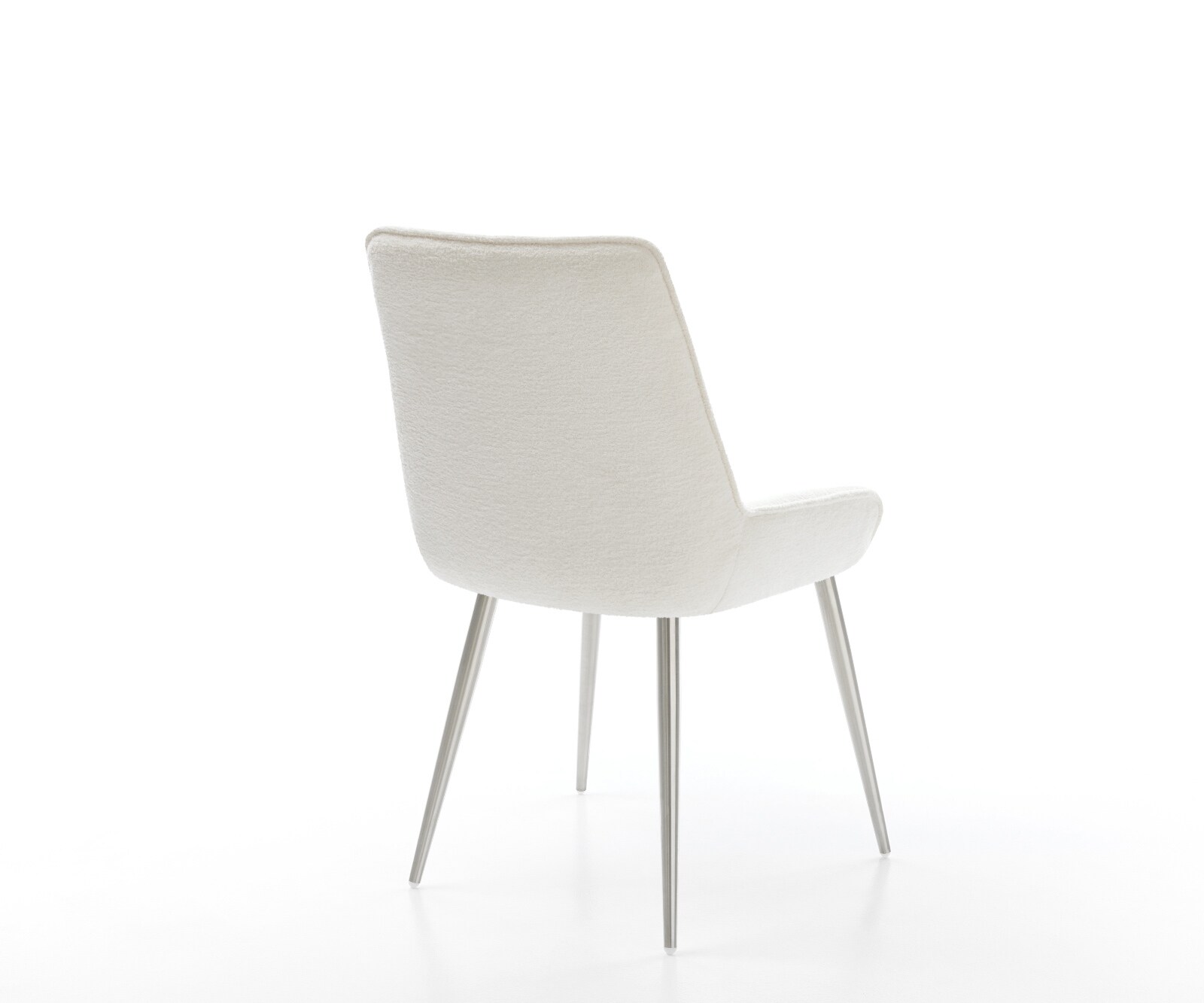 Chaise-de-salle-à-manger Taimi-Flex bouclé doux beige 4 pieds coniques acier inoxydable 5