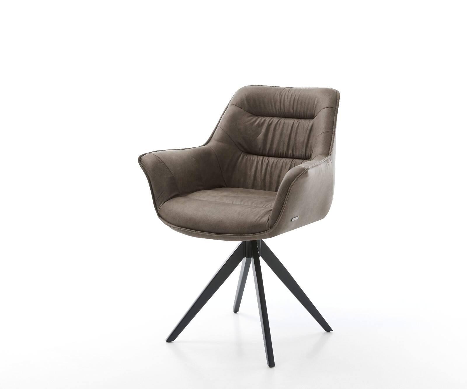 Chaise-de-salle-à-manger Kaira-Flex microvelours taupe vintage pied croisé angulaire noir