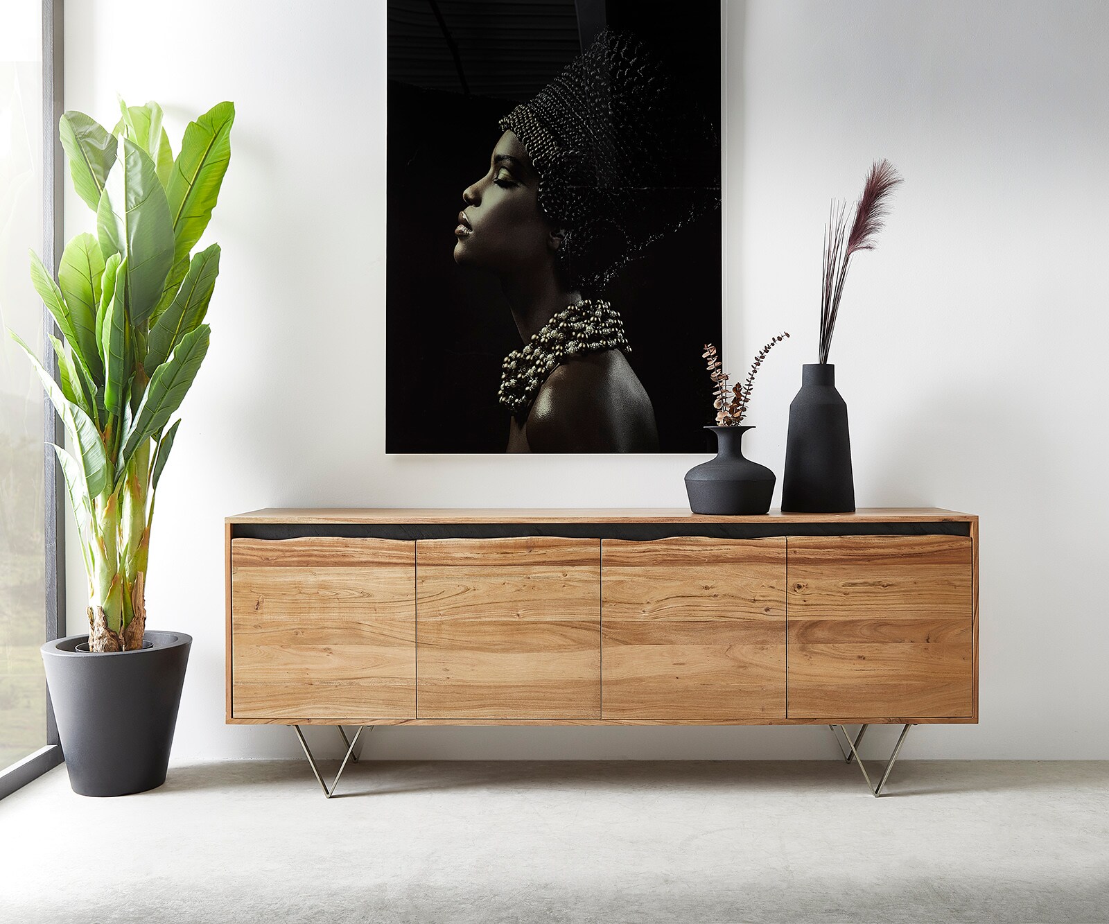 Buffet Stonegrace acacia nature bord d'arbre
