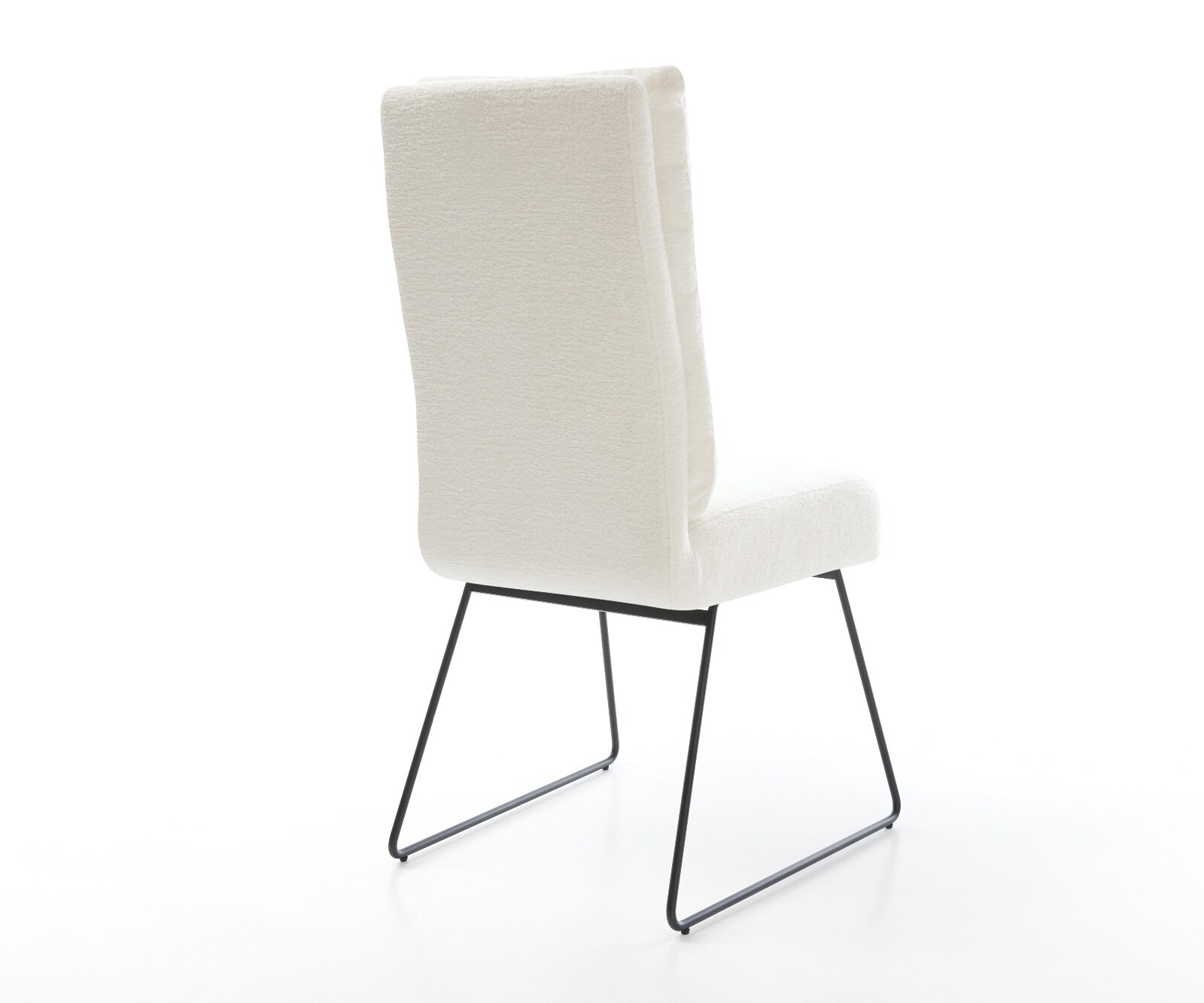 Chaise-de-salle-à-manger Pela-Flex bouclé doux beige pied trapèze noir resorts ensachés 5