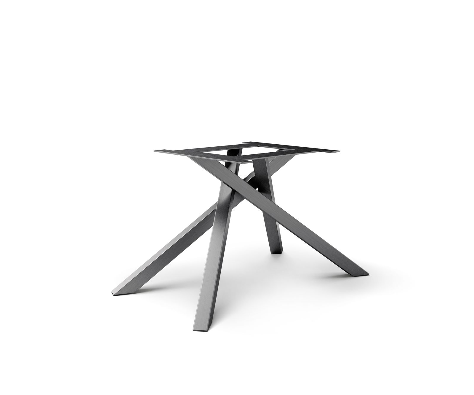 Piètement-en-croix rectangulaire en acier inoxydable graphite pour tables à rallonges de 180 à 300 cm