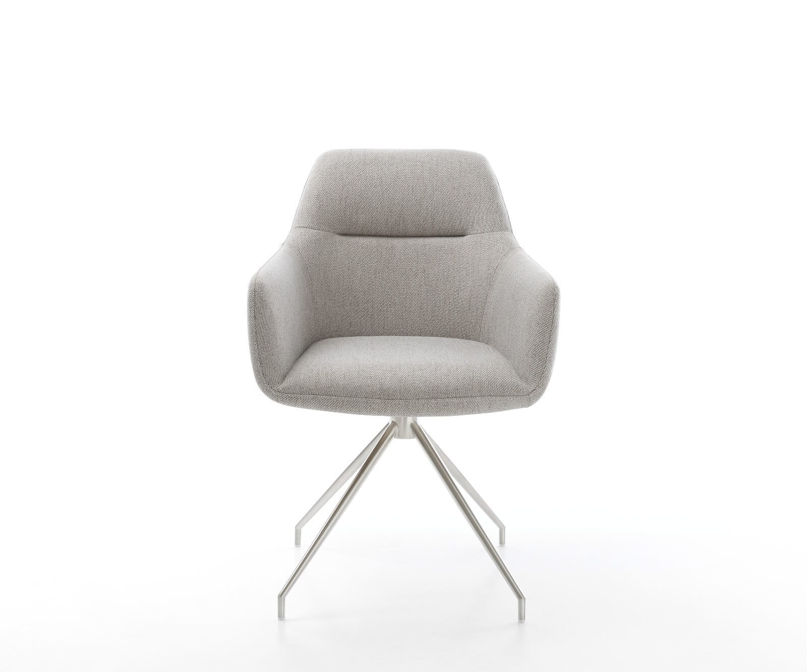 Chaise-de-salle-à-manger Pejo-Flex rayures gris clair pied croisé conique acier inoxydable brossé ressorts ensachés 1 Chaise-de-salle-à-manger Pejo-Flex rayures gris clair pied croisé conique acier inoxydable brossé ressorts ensachés 1